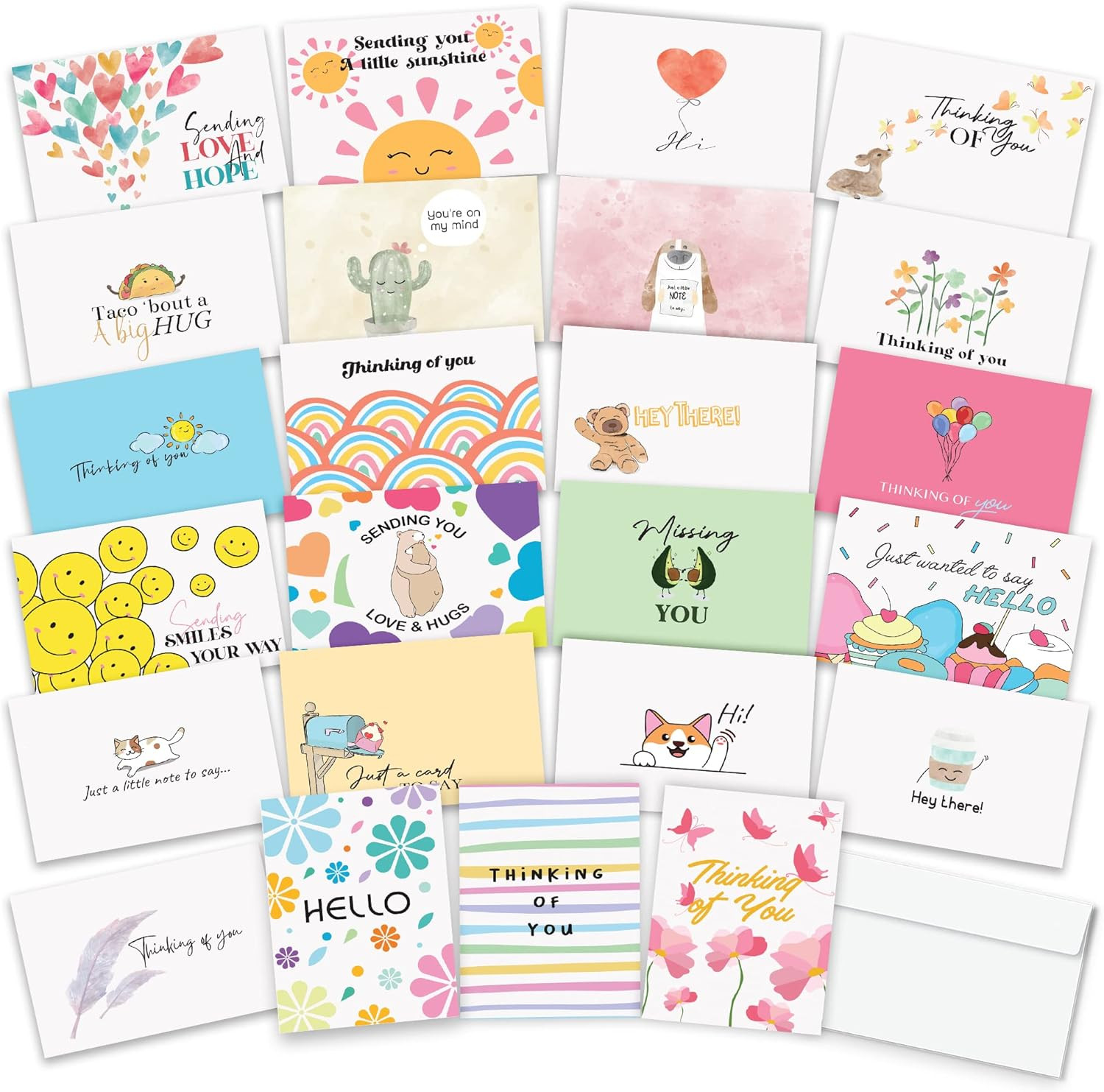 Thinking of You Cards with Envelopes – 24 Thinking of You Greeting Cards with Un