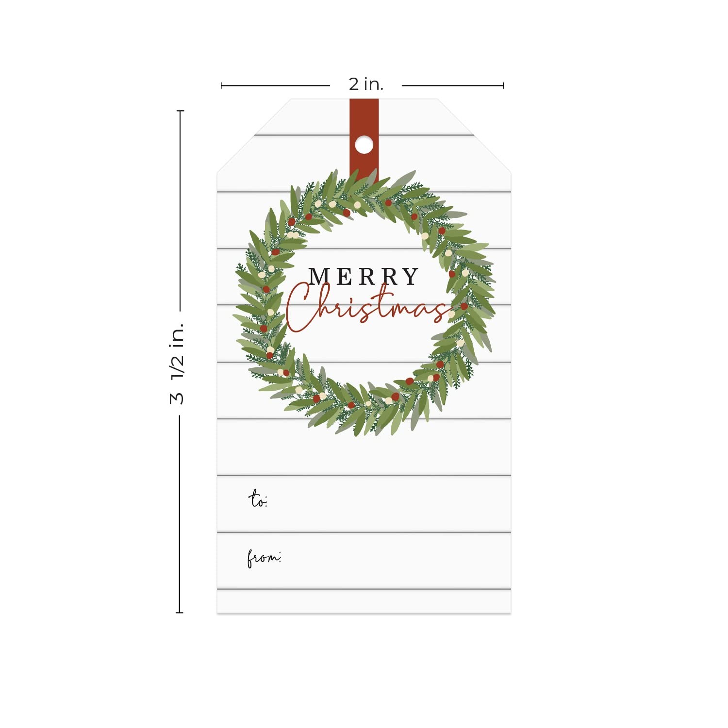 Modern Farmhouse Merry Christmas to from Tags / 2″ x 3.5″ Rustic Wreath Holid…