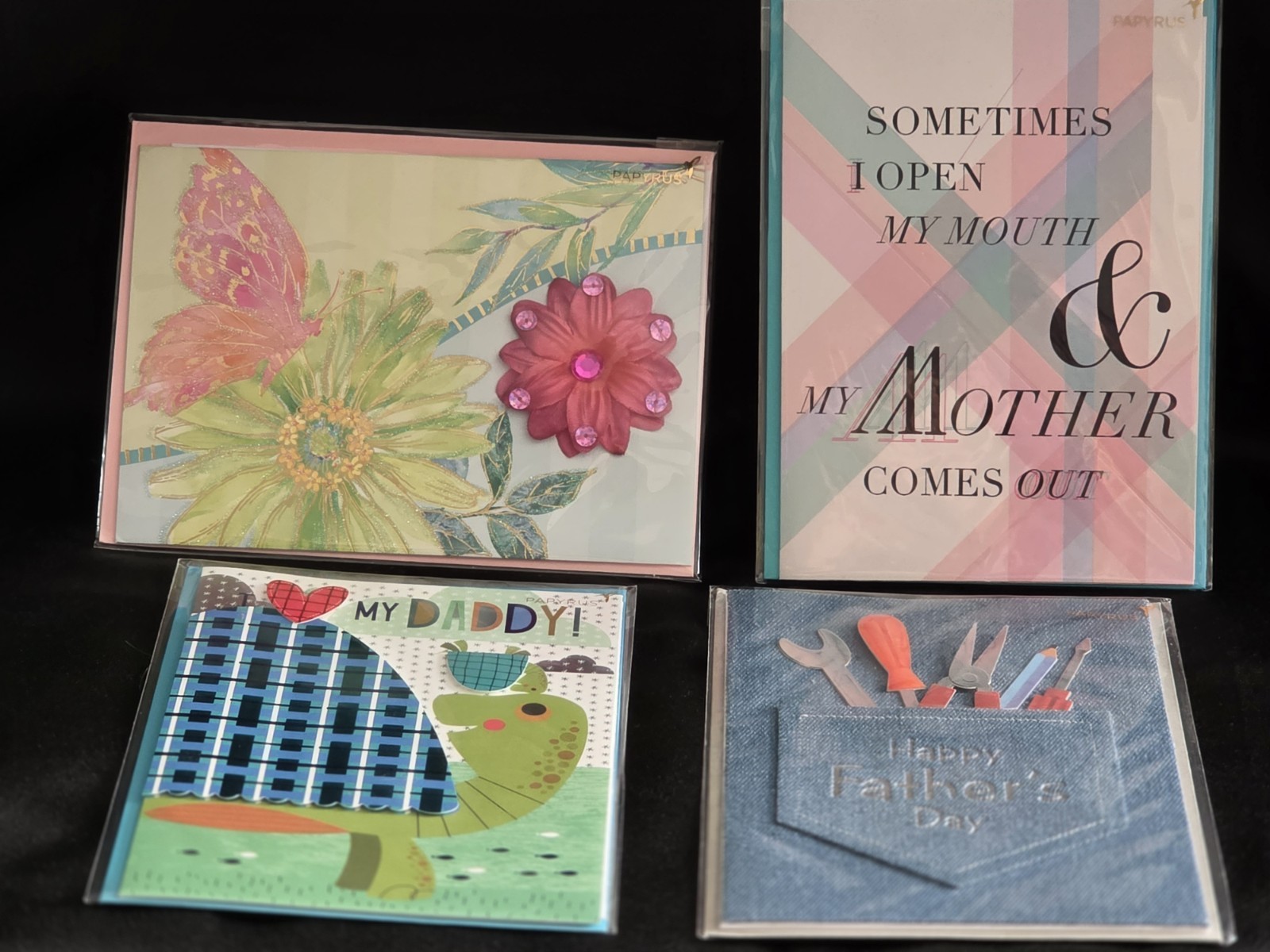 3 LOT of PAPYRUS CARDS Grouping Bundle MOTHER’S & FATHER’S DAY Set 4 Retail $40+