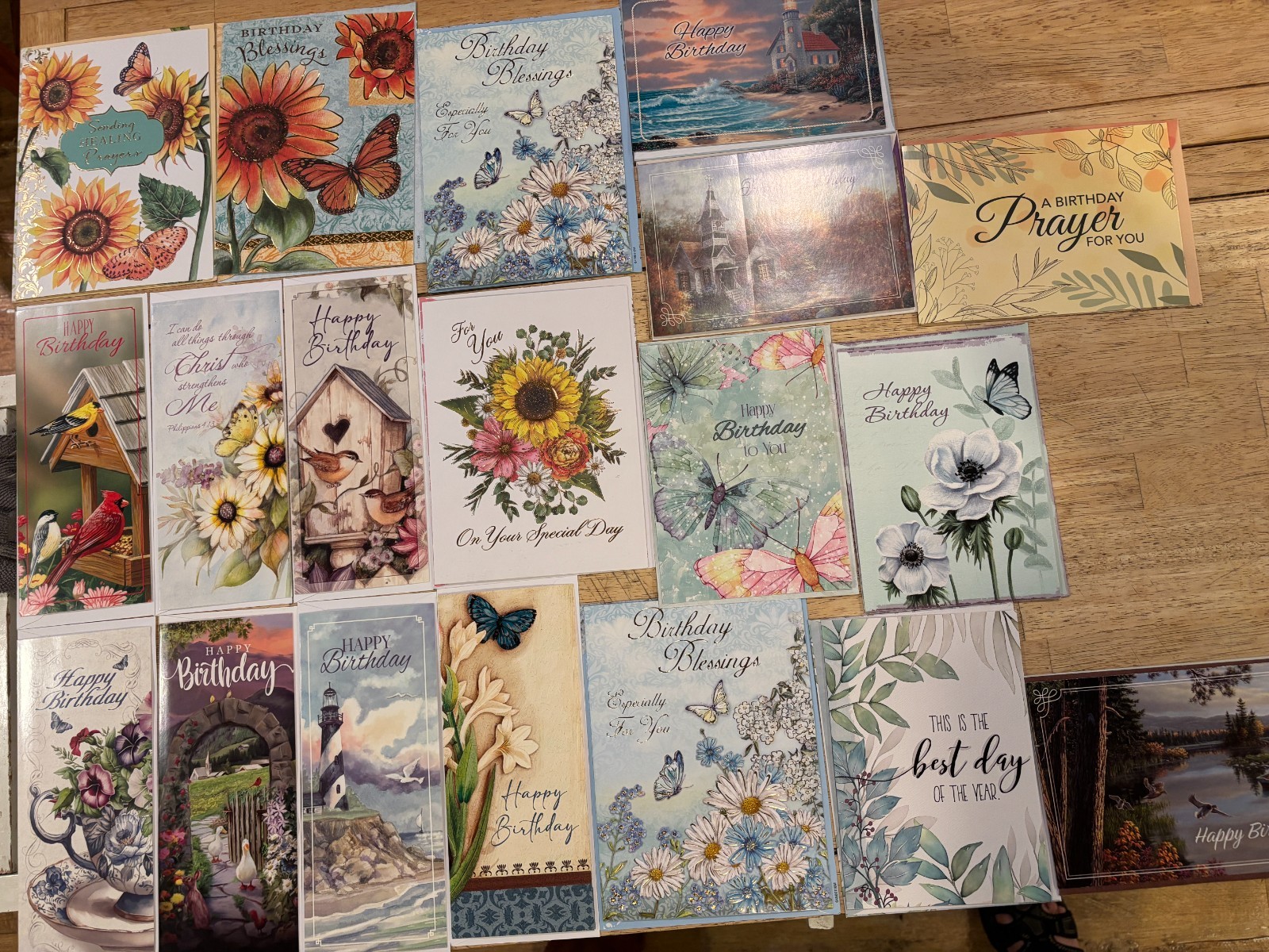 Christian Scripture Theme – Happy Birthday Greeting Cards- Lot of 19 w/Envelopes