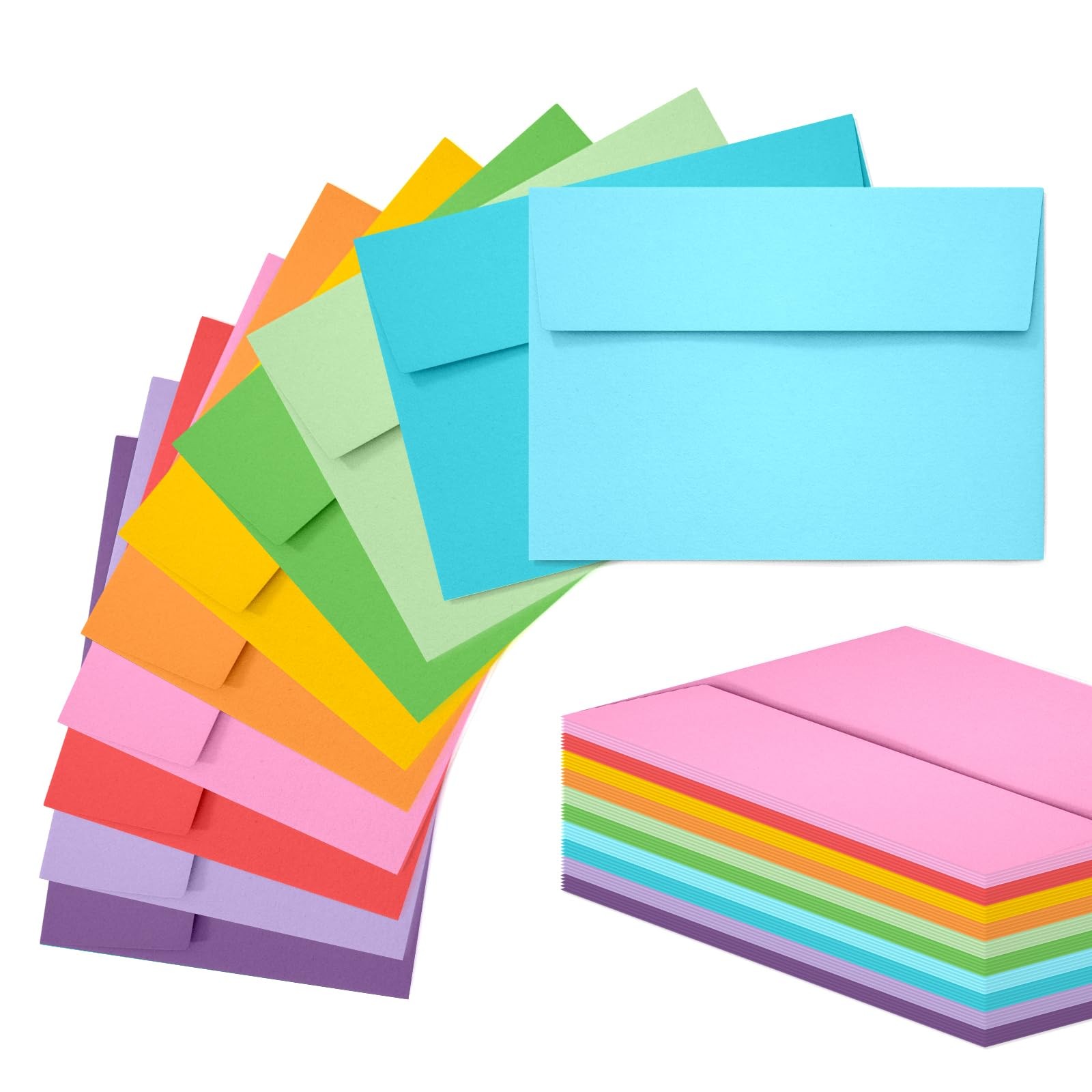 50 Pack 5×7 Envelopes, Colored Self-Seal Envelopes inches