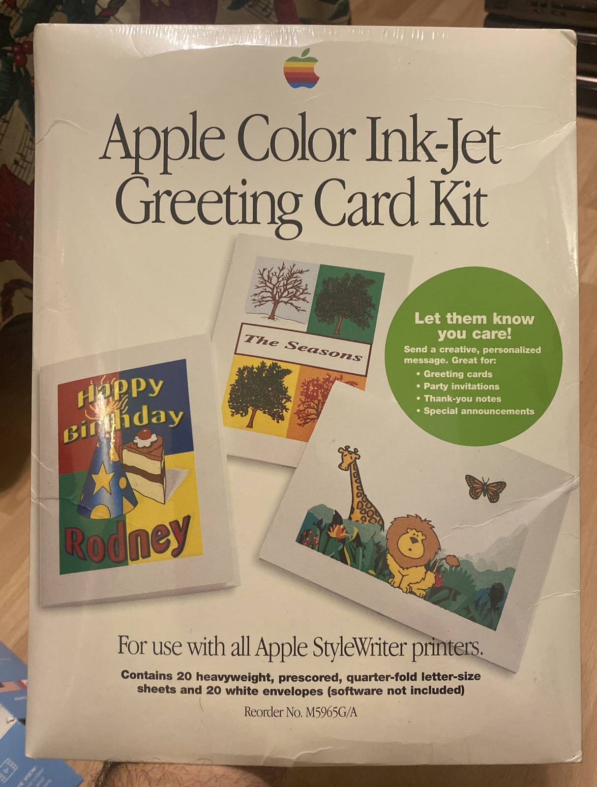 Vtg Apple Color Ink-Jet Greeting Card Kit / Stylewriter New Sealed 20 Sheets Htf