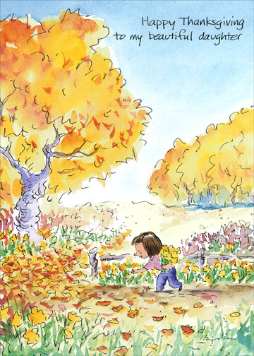 Gathering Leaves – Recycled Paper Greetings Thanksgiving Card