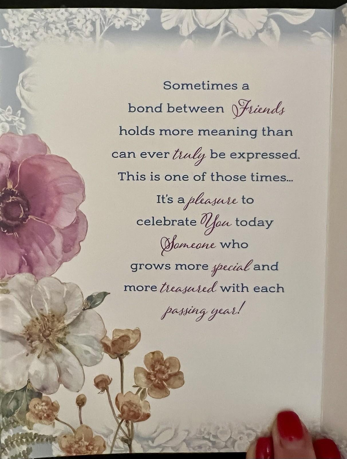 Beautiful Floral Birthday Art Card Embossed Lisa Audit Env/Gift Tag/Stamps BN