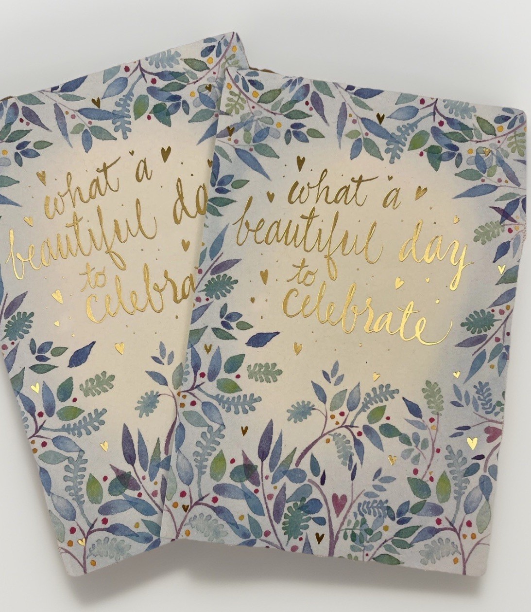 ANNIVERSARY Card -2 Pack – Artist Designed Watercolor Style W/t Gold Lettering