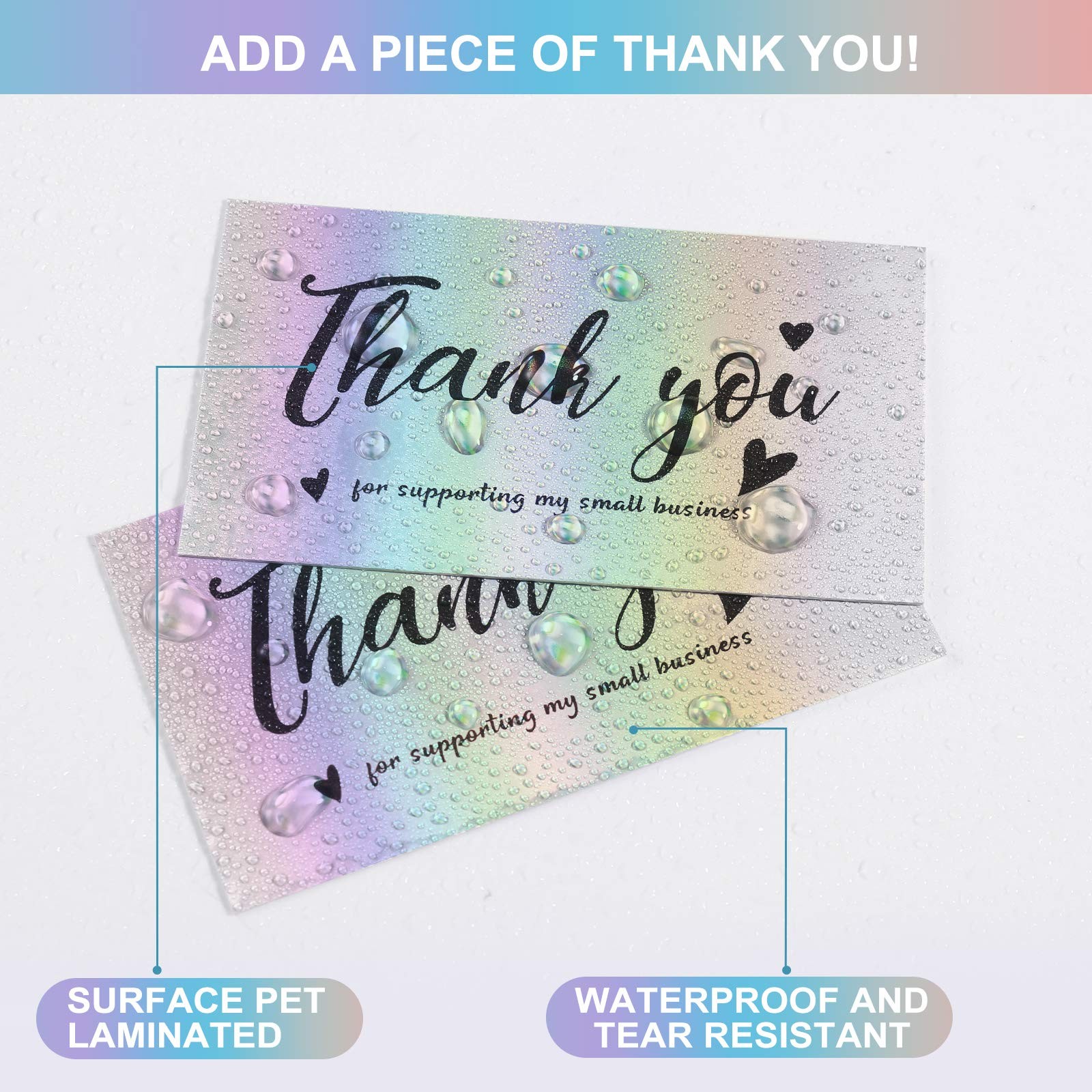 120Pcs Thank You Cards Small Business, Mini 6 Styles 2×3.5 Inch, Silver