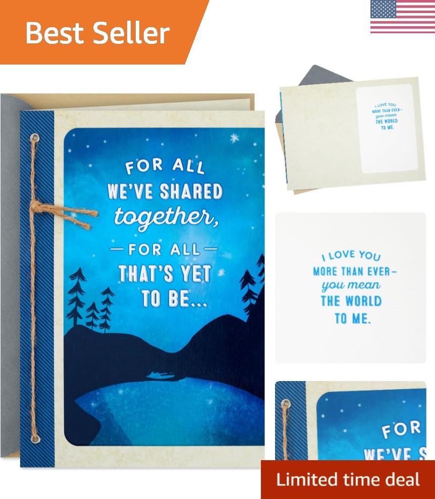 Romantic Valentine’s Day Card You Mean the World to Me for Anniversary, Love,…
