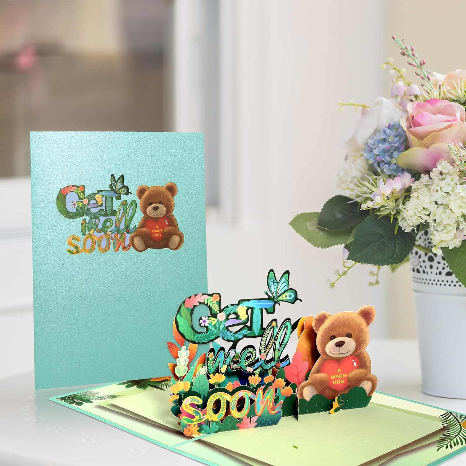 Get Well Cards with Envelope, 3D Pop up | for Women Men Kids, after Surgery, Sym