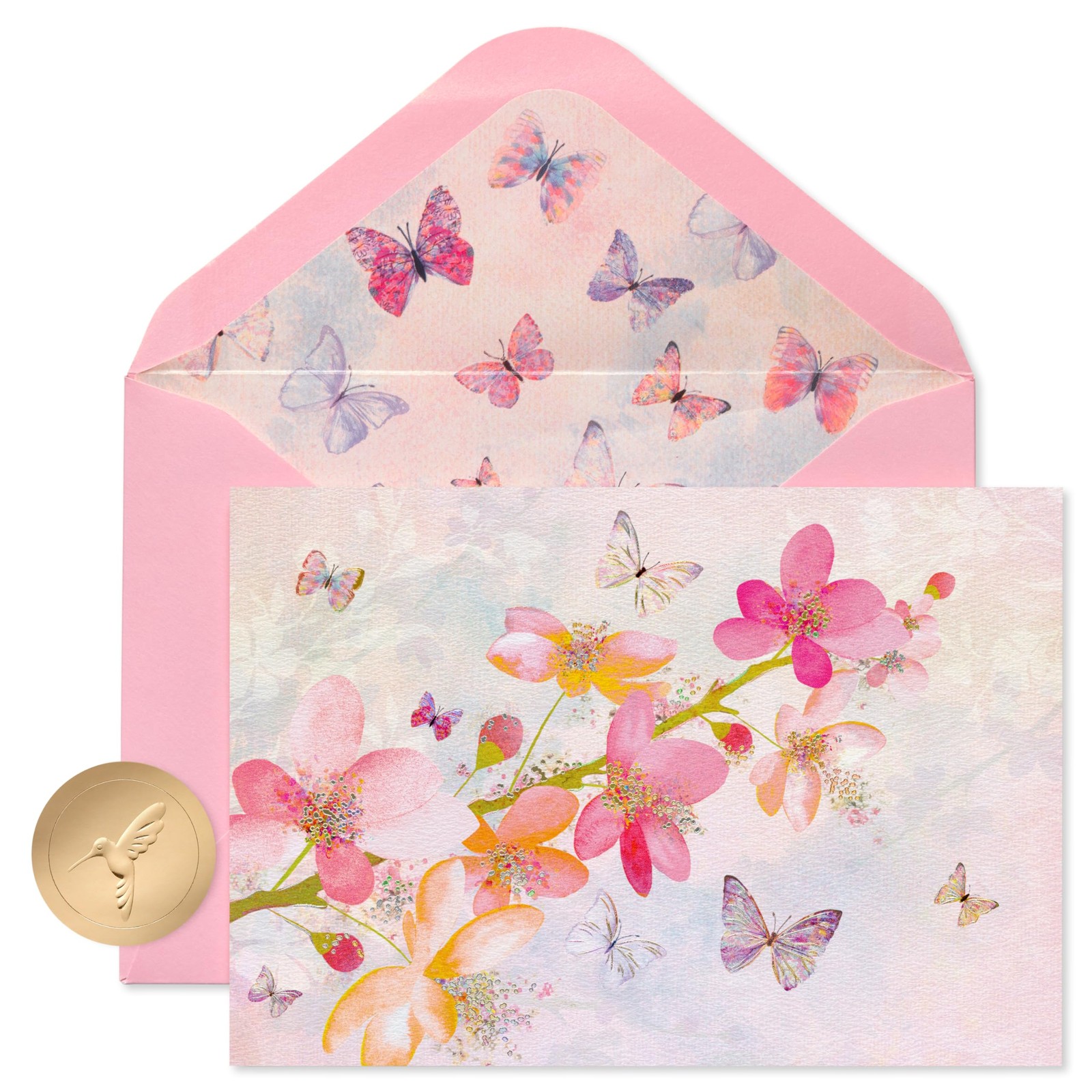 Papyrus Blank Cards with Envelopes, Blossoms 12-Count, scattered blossoms