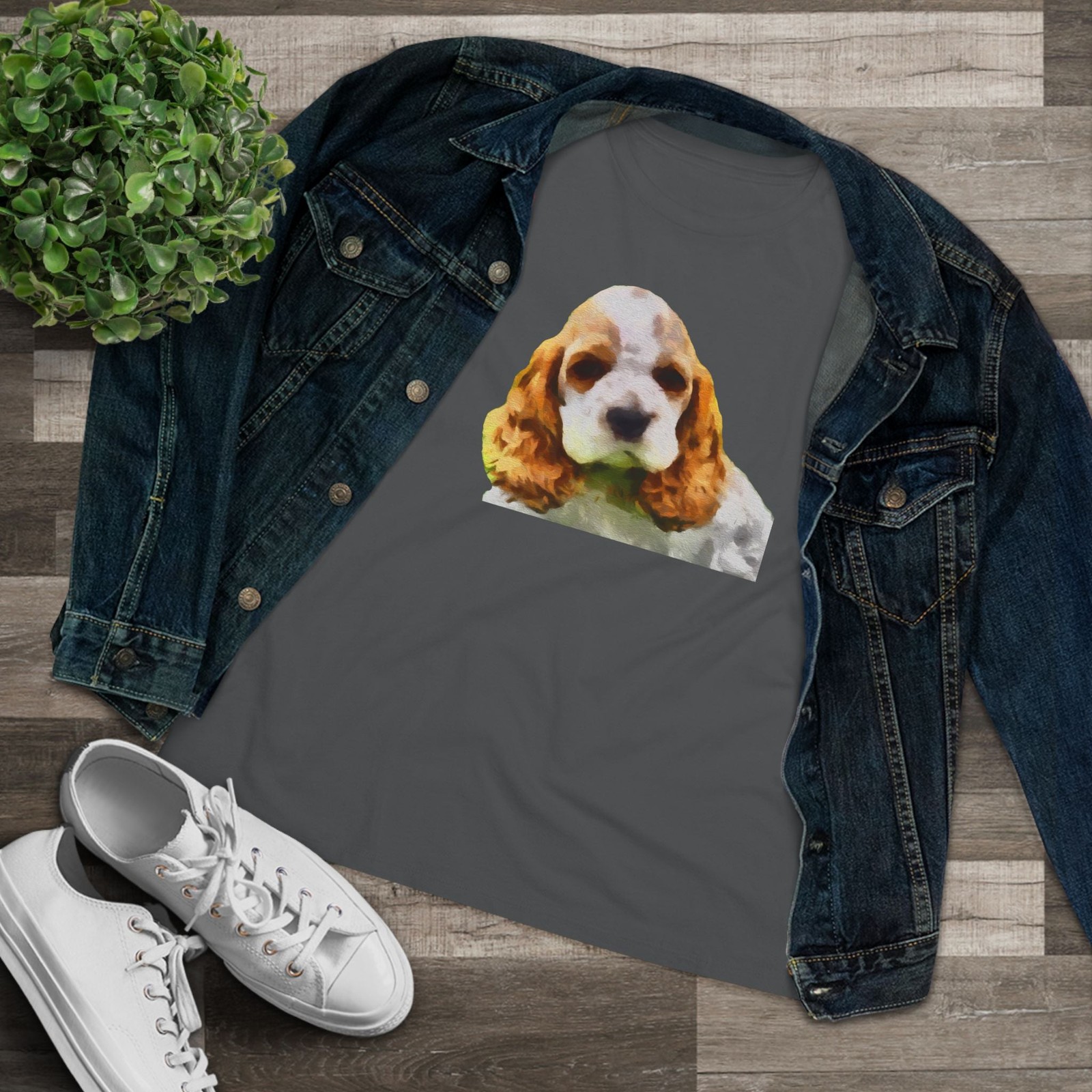 Cocker Spaniel ‘Hogan’ Women’s Relaxed Fit Cotton Tee