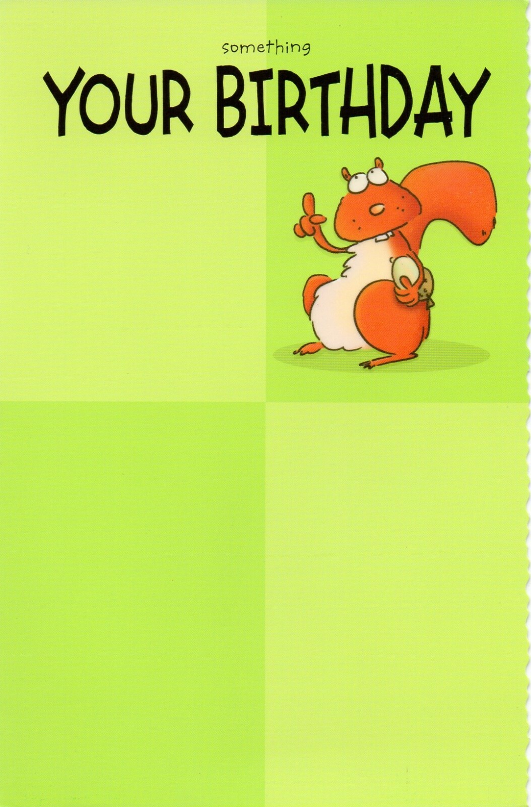 Funny HAPPY BIRTHDAY Card, by American Greetings, Pun, Gag, Squirrel Comic Green