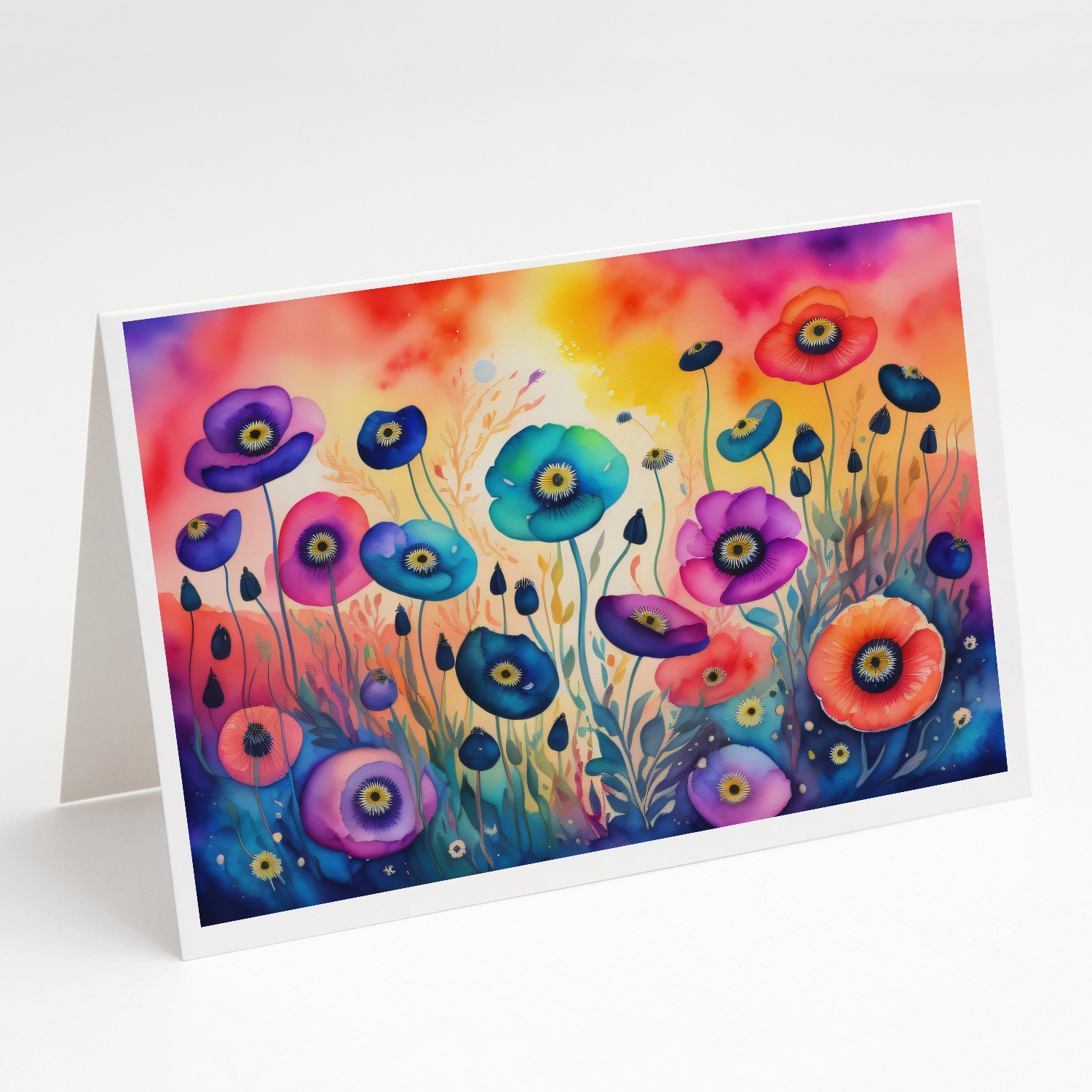 Caroline’s Treasures Anemones in Color Greeting Cards Pack of 8 DAC1405GCA7P
