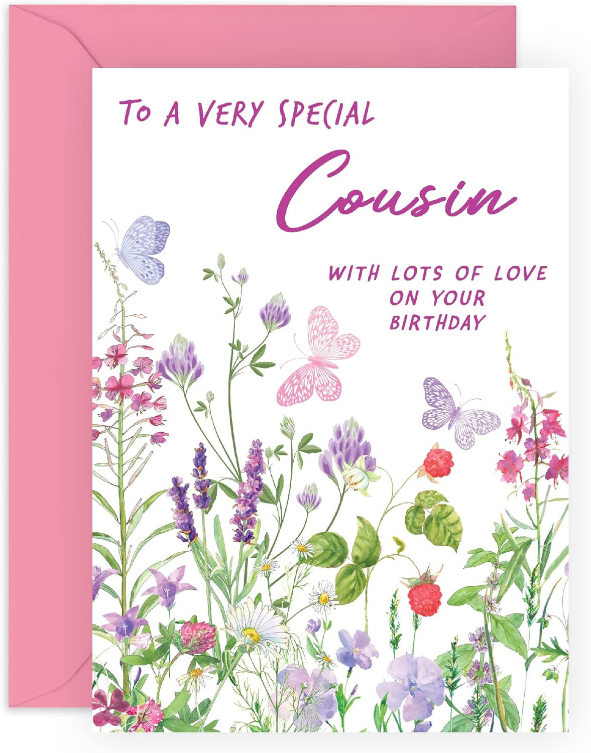 Sweet Birthday Card for Her – ‘To a Very Special Cousin’ – Floral Greeting Card