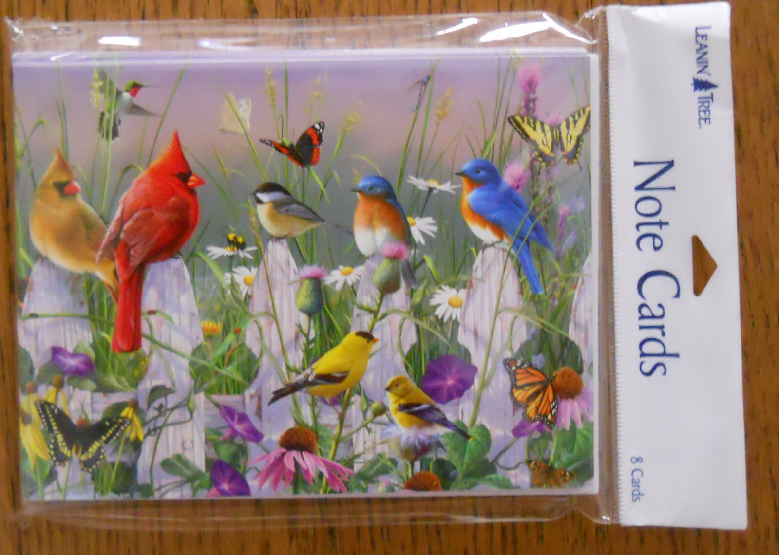 8 Leanin Tree Note Cards Lots of BIRDS, BUTTERFLIES, FLOWERS,CARDINAL,BLUEBIRD,