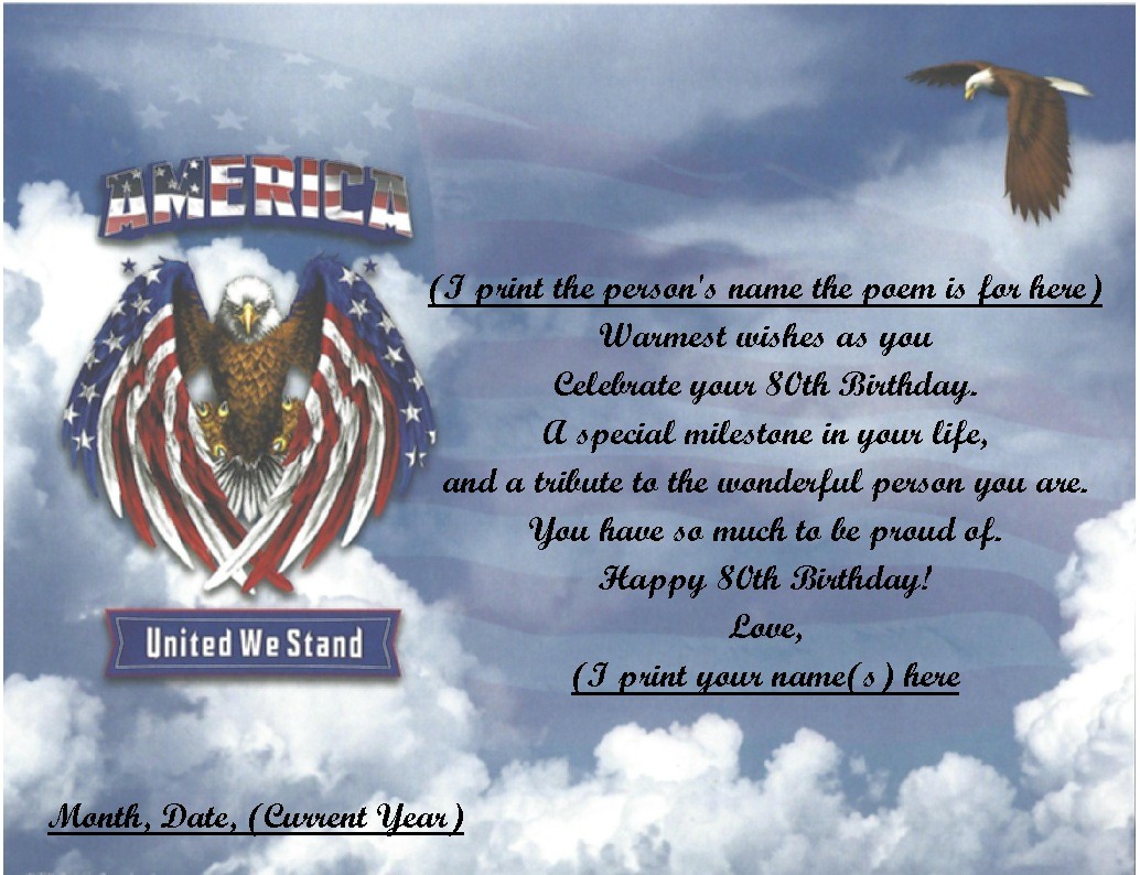 (See all 37 styles) Personalized Poem Gift 4 that Special Persons 80th Birthday