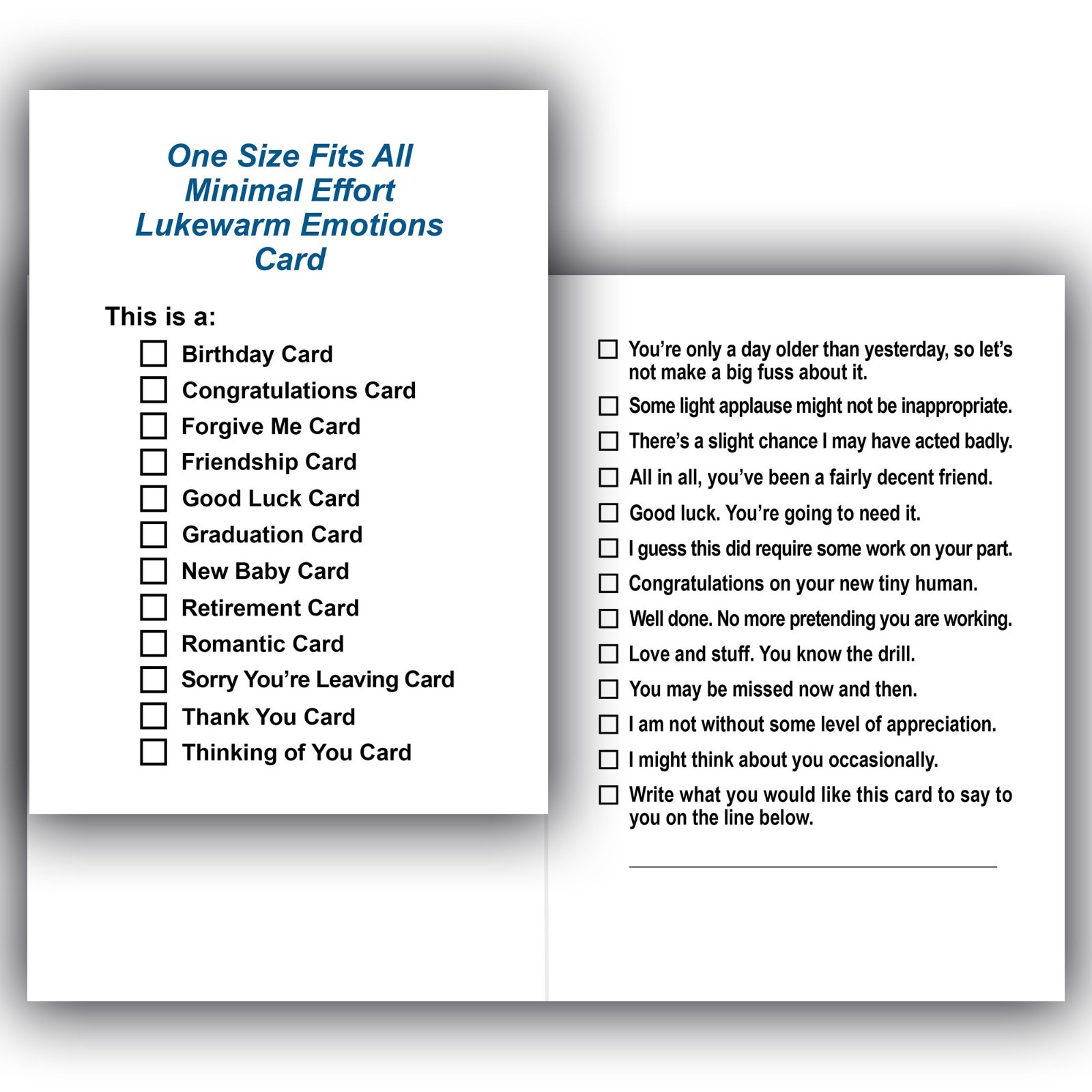 One Size Fits All Funny Sarcastic Multipurpose Greeting Card