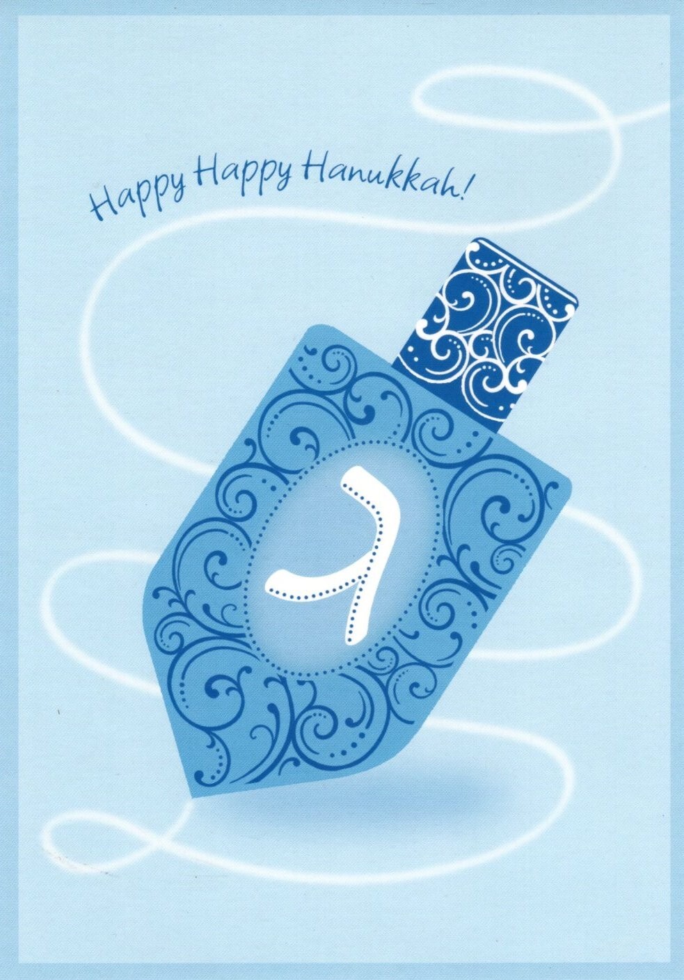 Jewish Blue Dreidel Dreidels Happy Chanukah Hanukkah Wishes Greeting Card