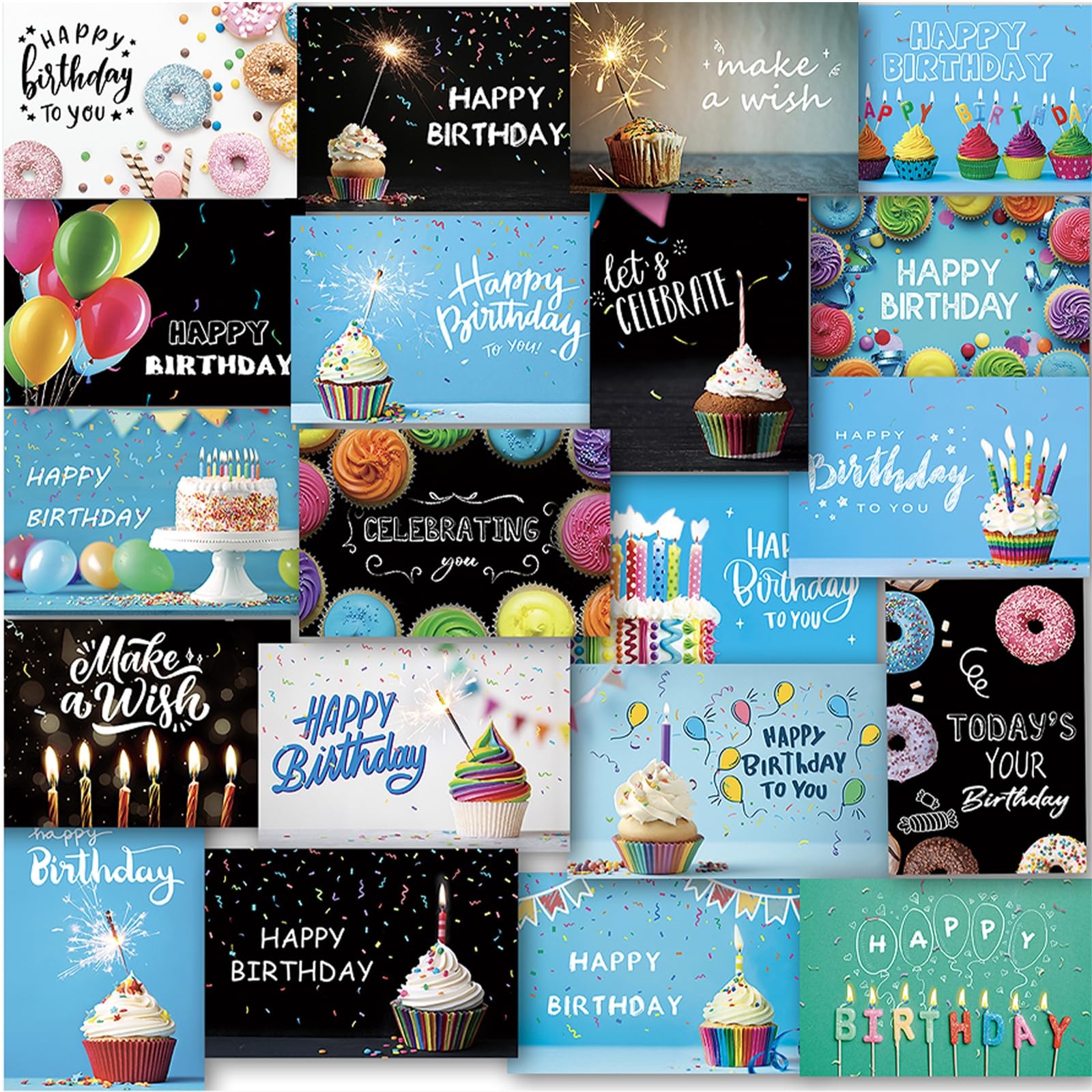 160 Happy Birthday Cards with Envelopes, Birthday Cards Bulk with Short Gener…