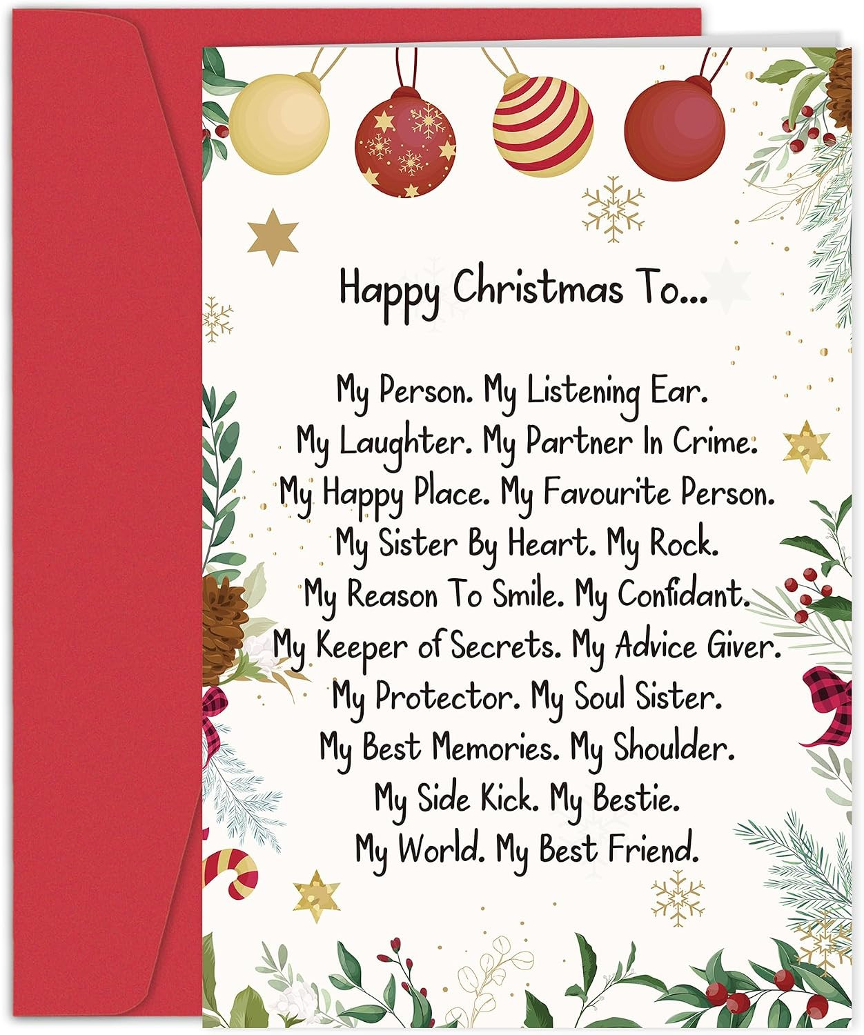 Sentimental Poem Christmas Card for Best Friend, Heartfelt Holiday Greeting Card