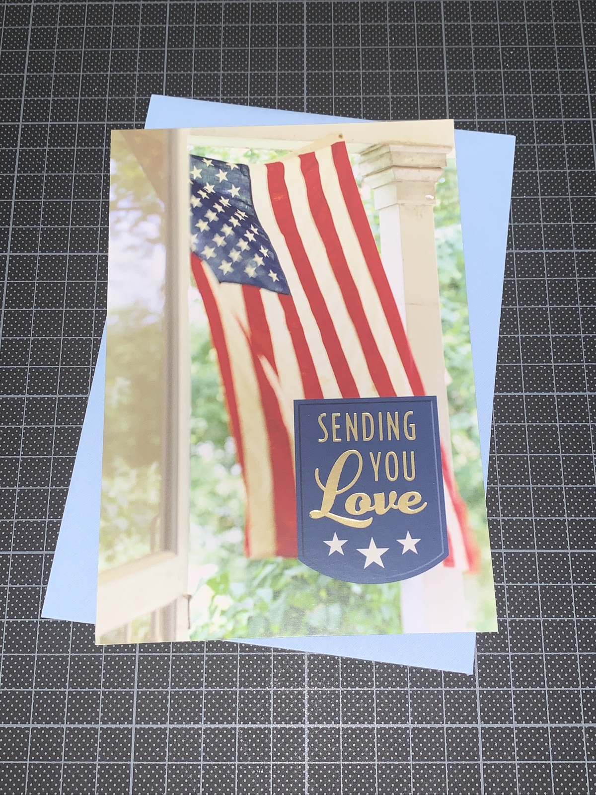 Hallmark Military Miss You Card: American Flag Sending You Love Far Apart Heart