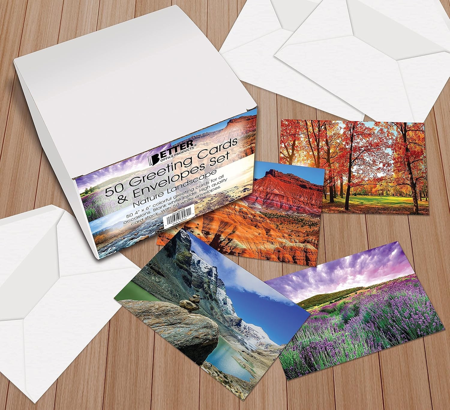 Better Office Products 50-Pack All Occasion Greeting Cards Box Set, 4 x 6 inch,