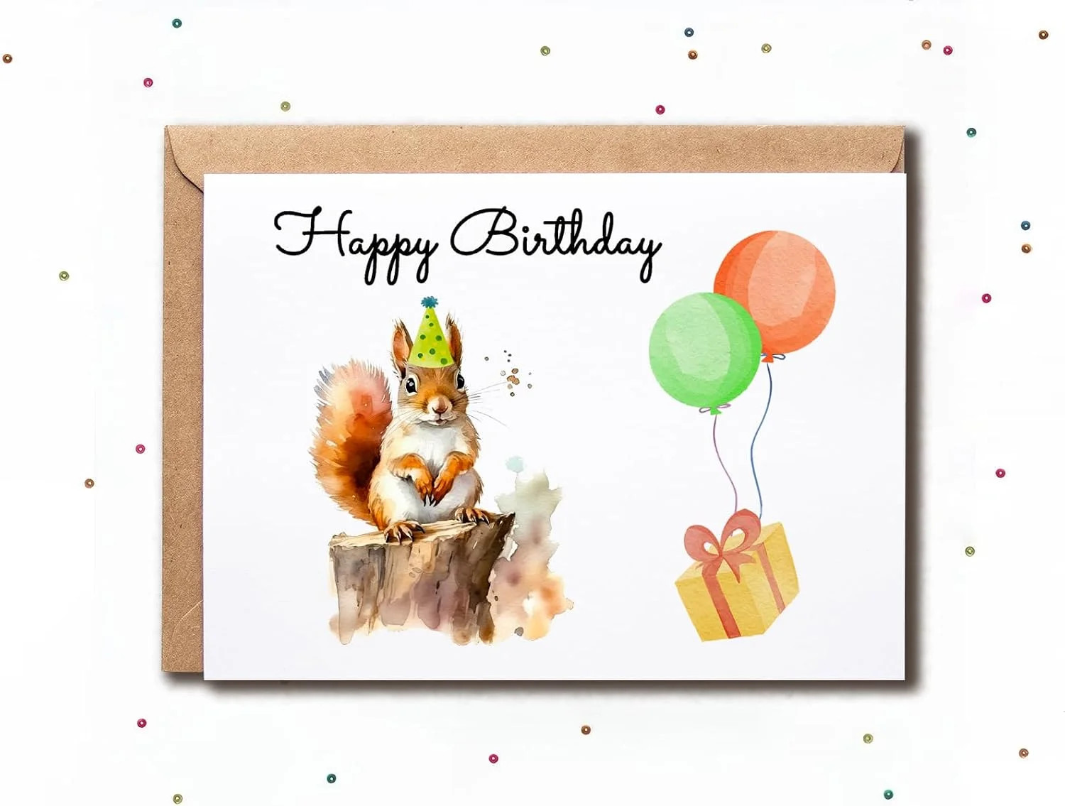 Squirrel Funny Birthday Card – Blank Inside – Includes Envelope – Cellophane Sle