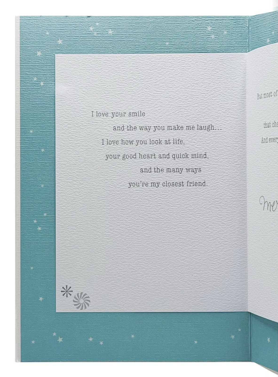 Christmas Card For Partner – I Love You Metallic Foil Heart Jewel, Hallmark Card