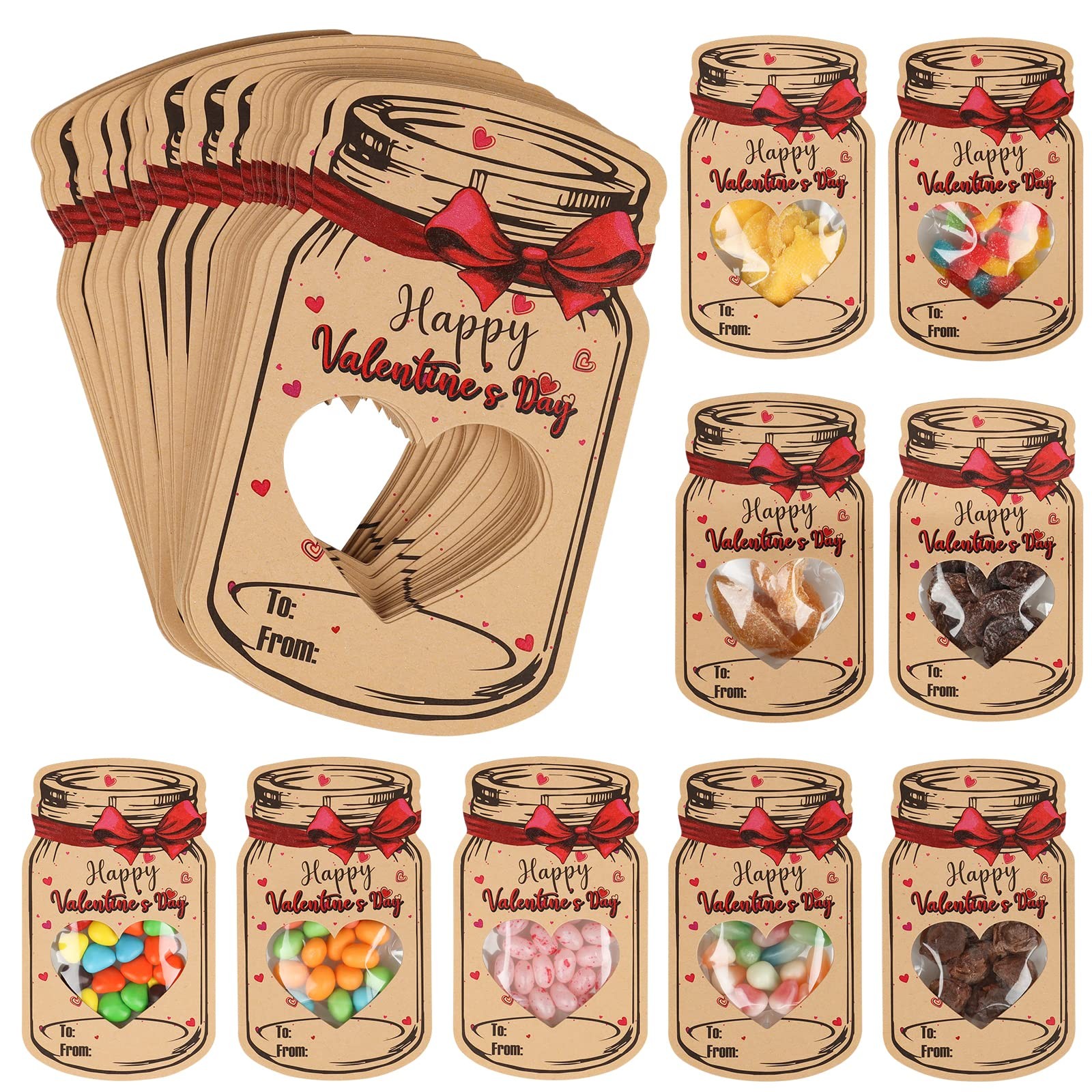 DANGIFTUS DIY Valentines Day Cards for Kids School, 50 Pack Classroom Cards