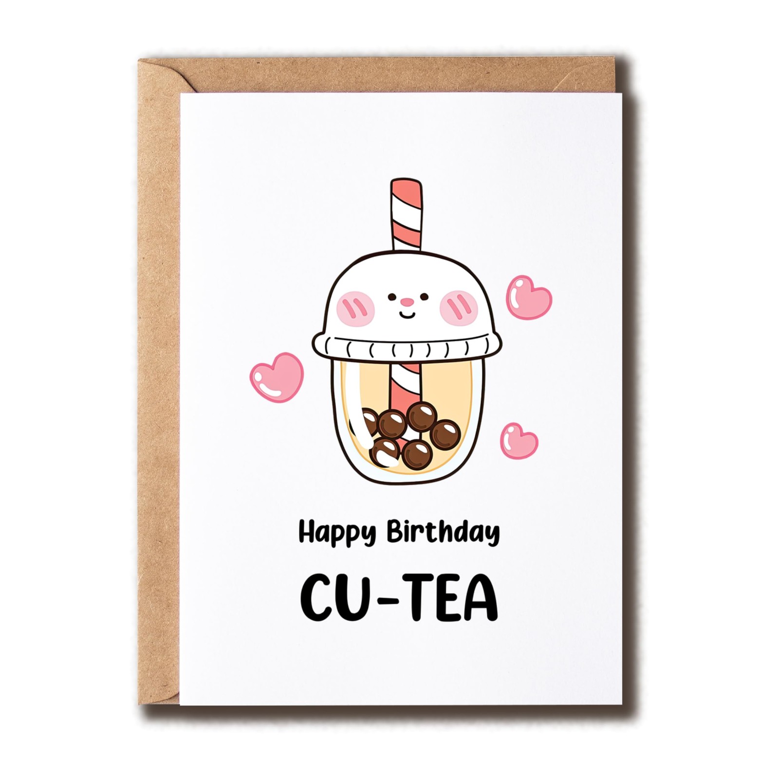 Kawaii Milk Tea Card – Happy Birthday Cu-Tea Card – Cu-Tea Pun Card – Cute Bo…