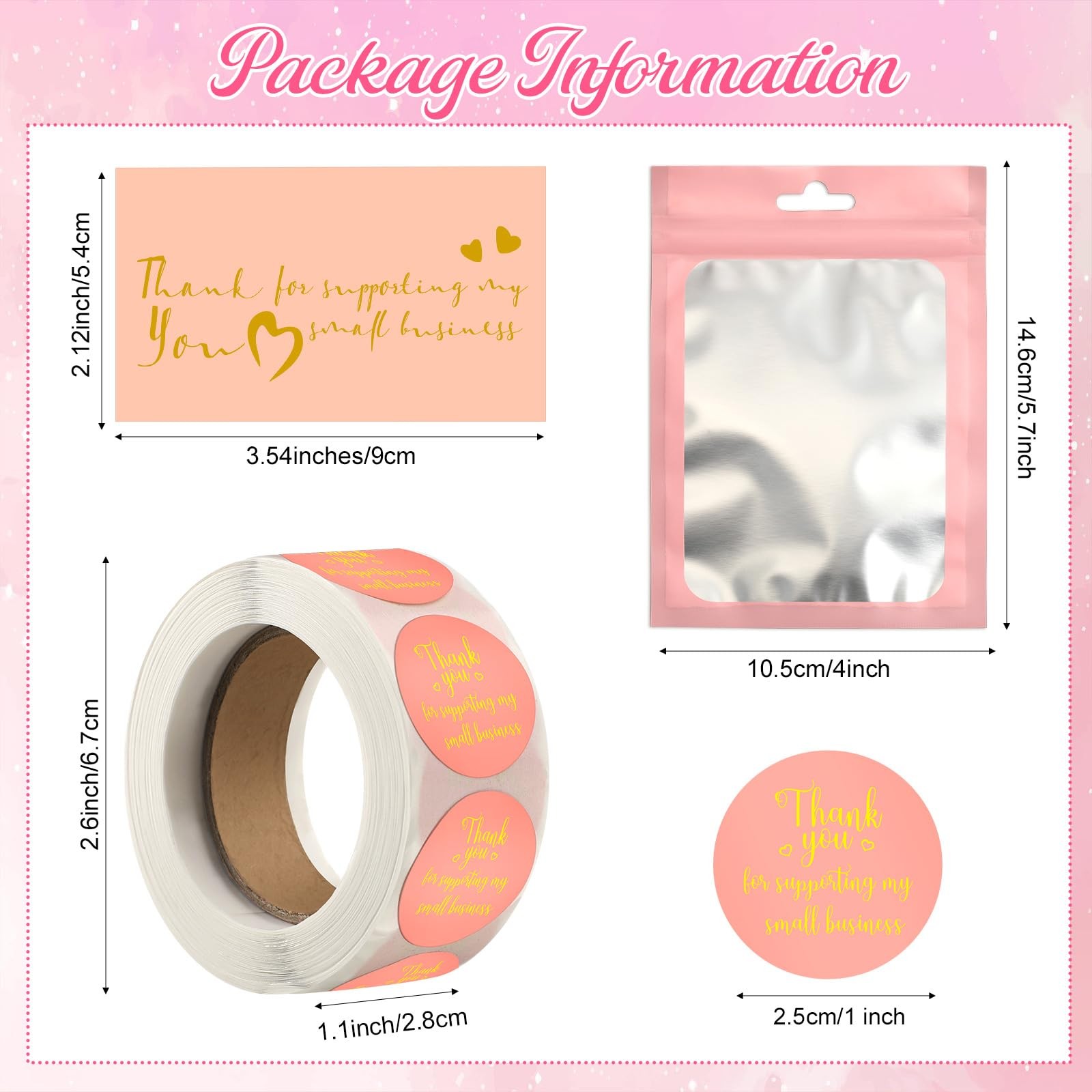2280 Pcs Thank You Cards and Stickers Gifts Shipping Small Business Pink