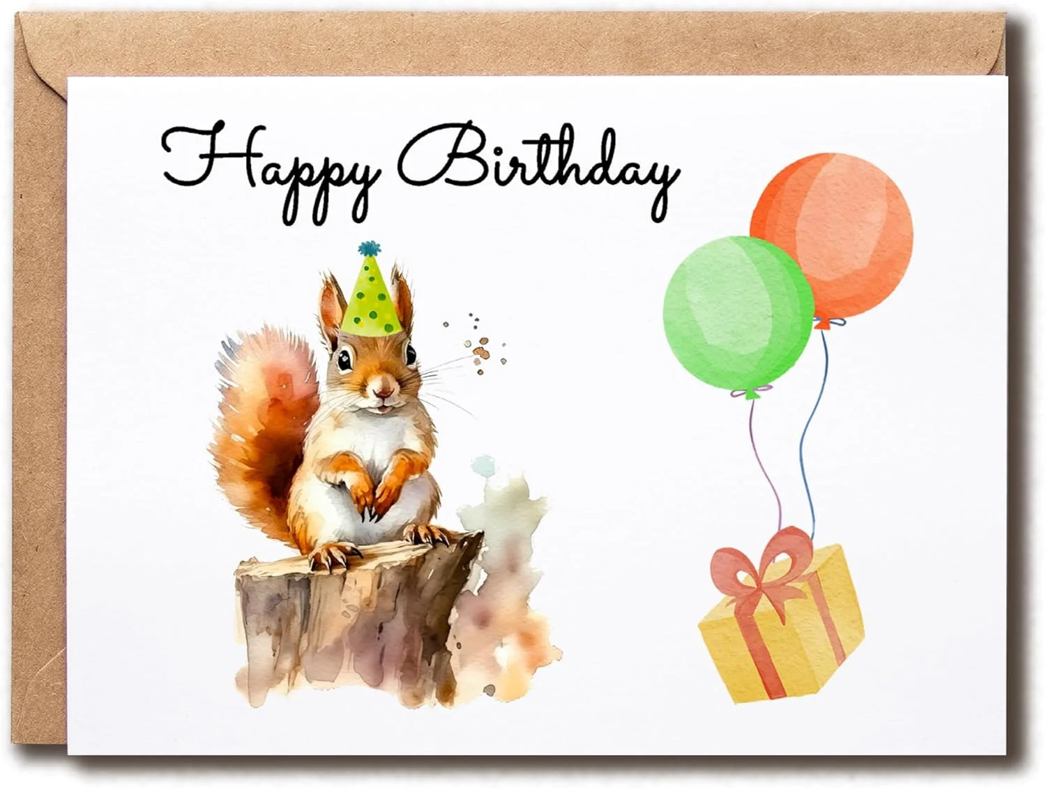 Squirrel Funny Birthday Card – Blank Inside – Includes Envelope – Cellophane Sle