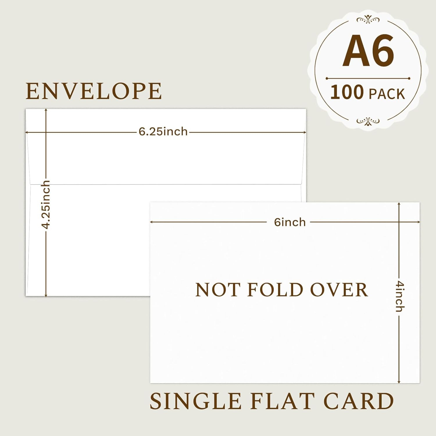 Goefun White Blank Note Cards and Envelopes 4X6 (Not Folded), 4X6 Flat Postcards