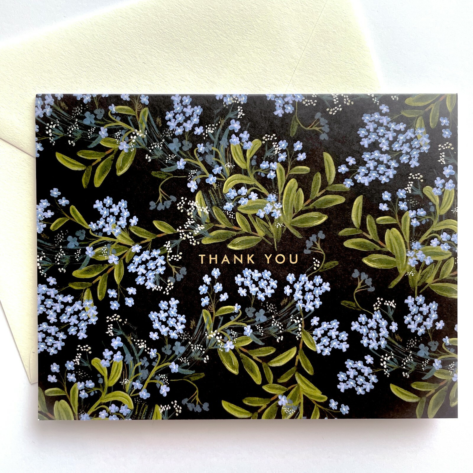 RIFLE PAPER CO. Thank You Card & Envelope – “CORNFLOWER” Floral (Blank A2)