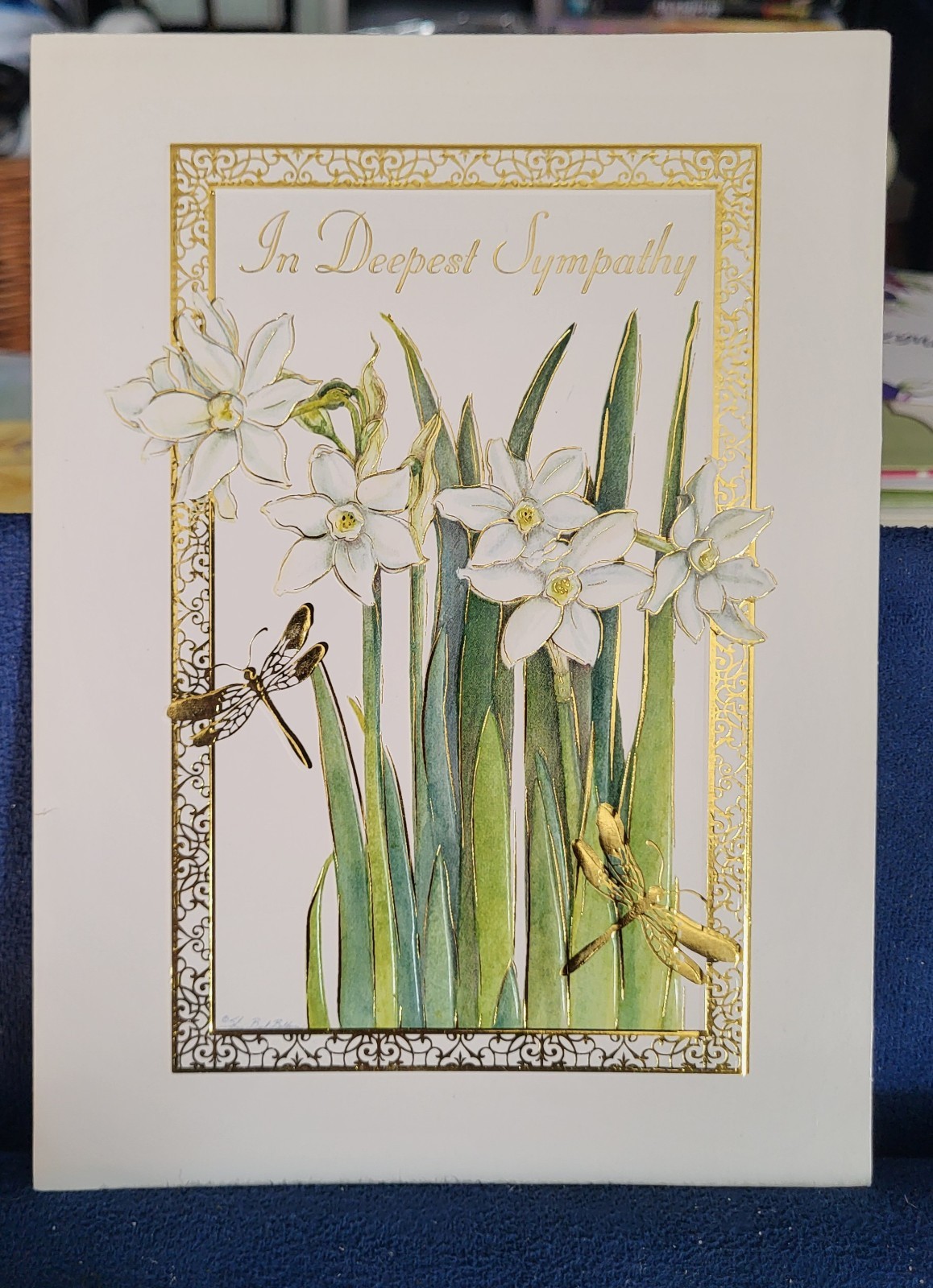 Thoughts & Inspirations “In Deepest Sympathy” Card (Metallic Gold Outline)