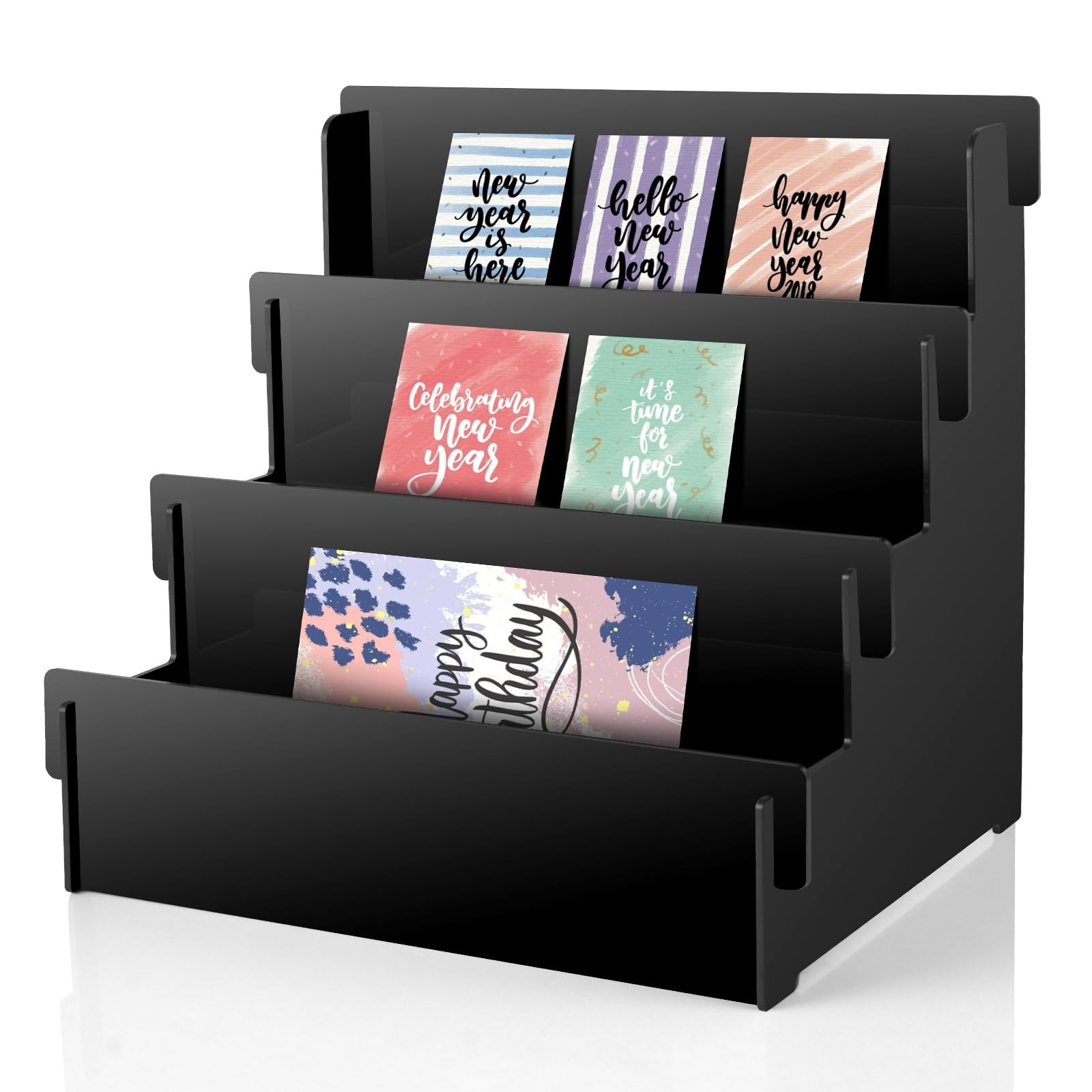 3 Tier Black Acrylic Greeting Card Display Stand Greeting Card Organizer Post…