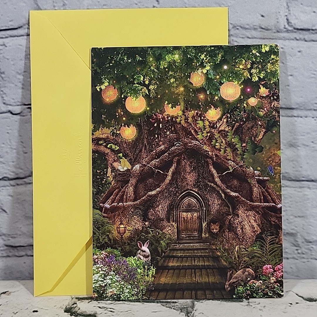 Leanin Tree Birthday Card World Of Wonder Forest Cottage Animals Glitter