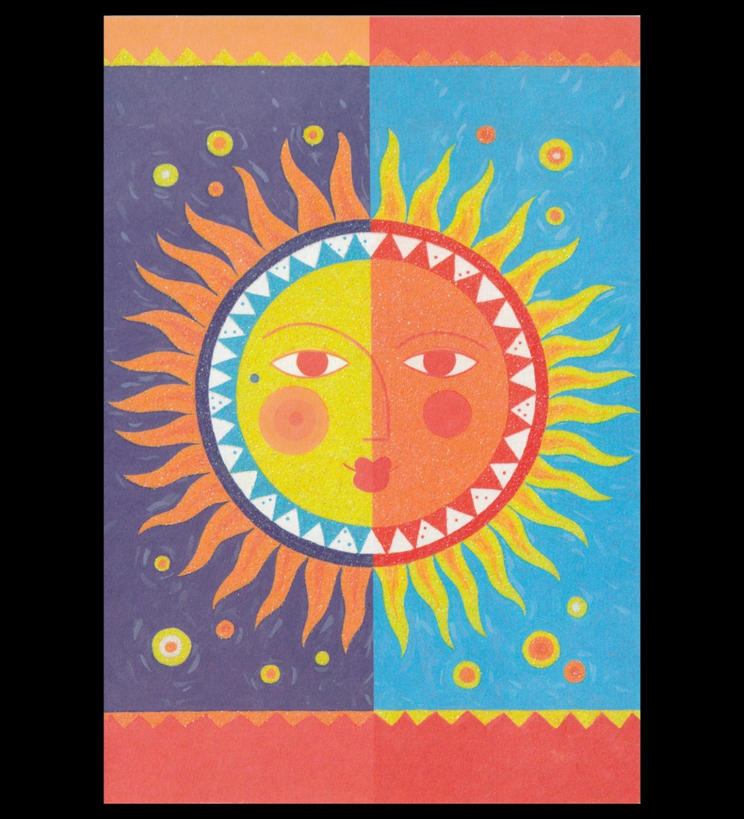Sun Folk Art Blank Inside – Glitter Accented Hallmark All Occasion Card