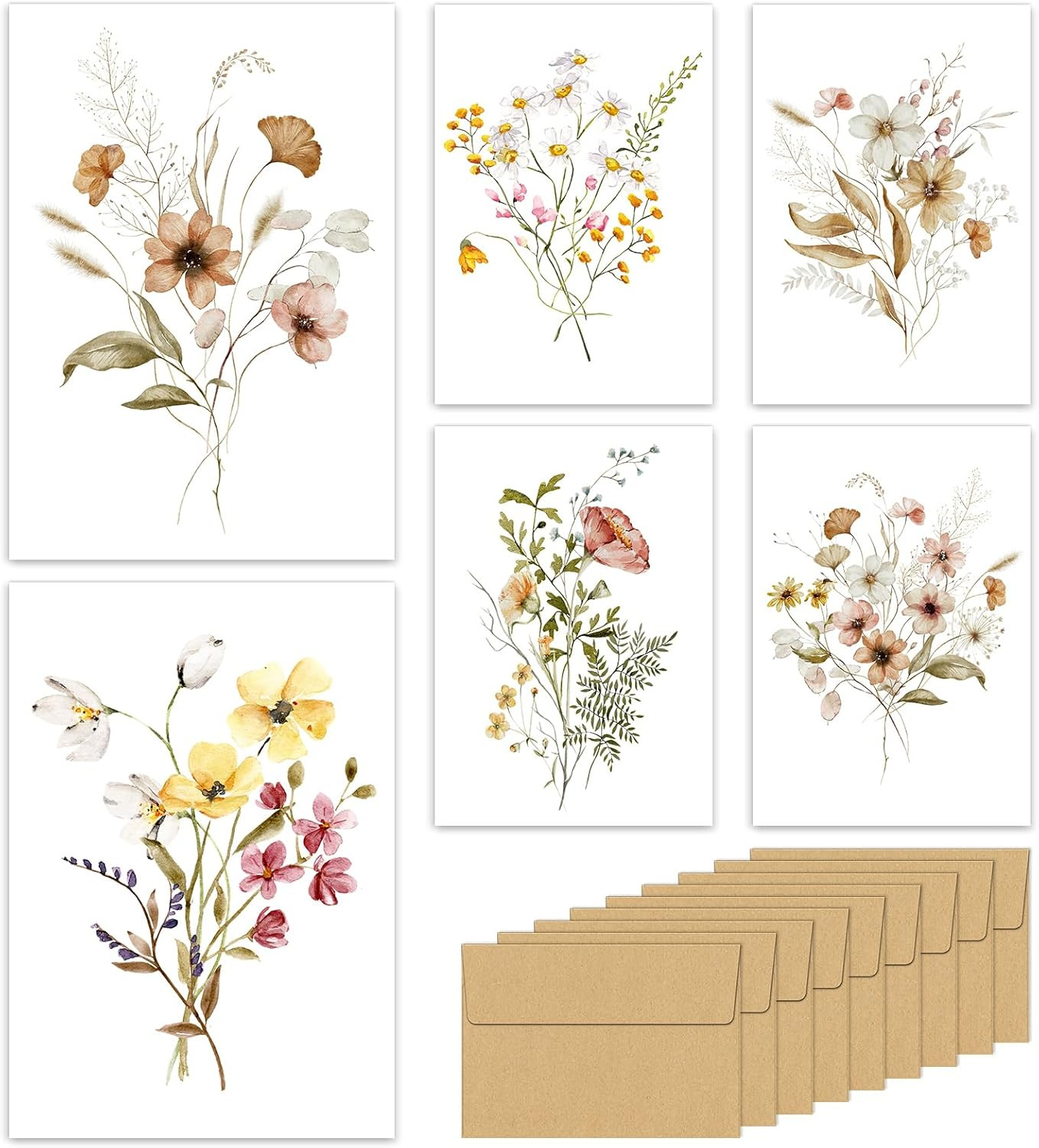 Blank Greeting Cards 4X6 30 Pack 6 Assorted Designs Greet Cards With Envelopes