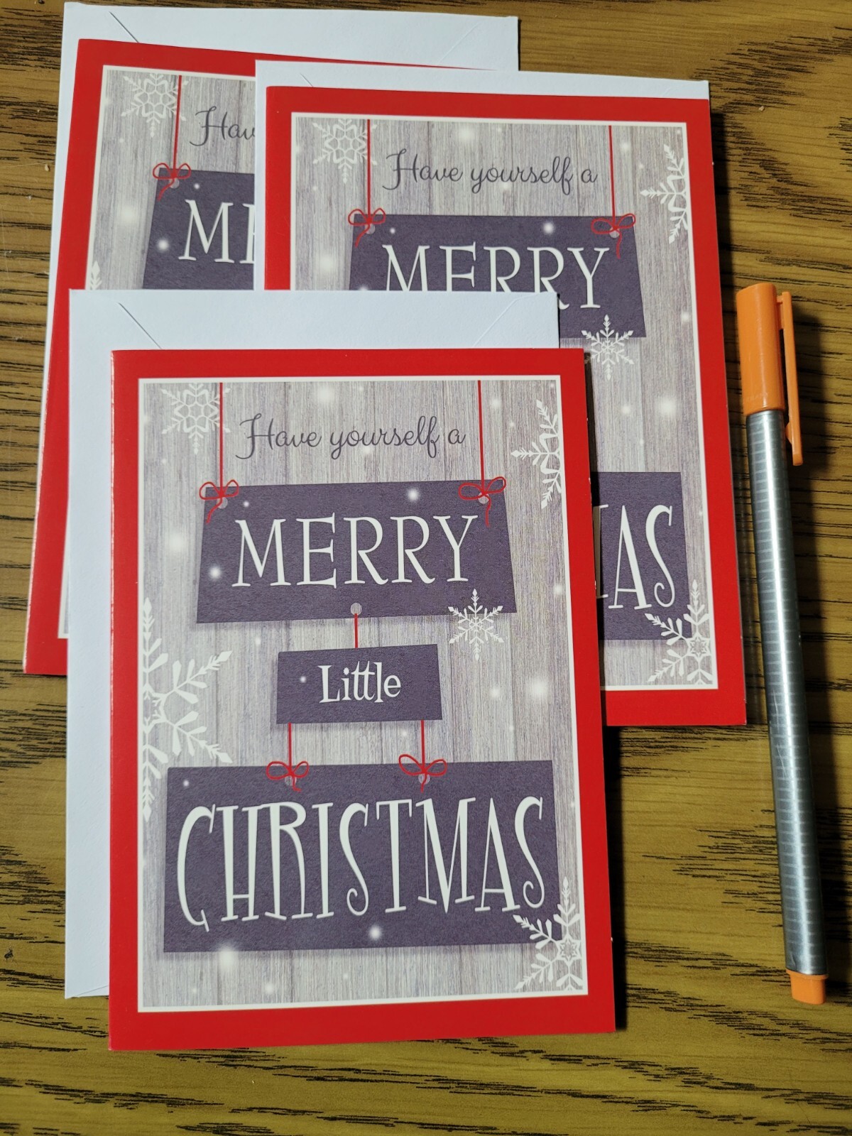 Lot Of 3 Christmas Cards Merry Christmas Rustic Simple Country