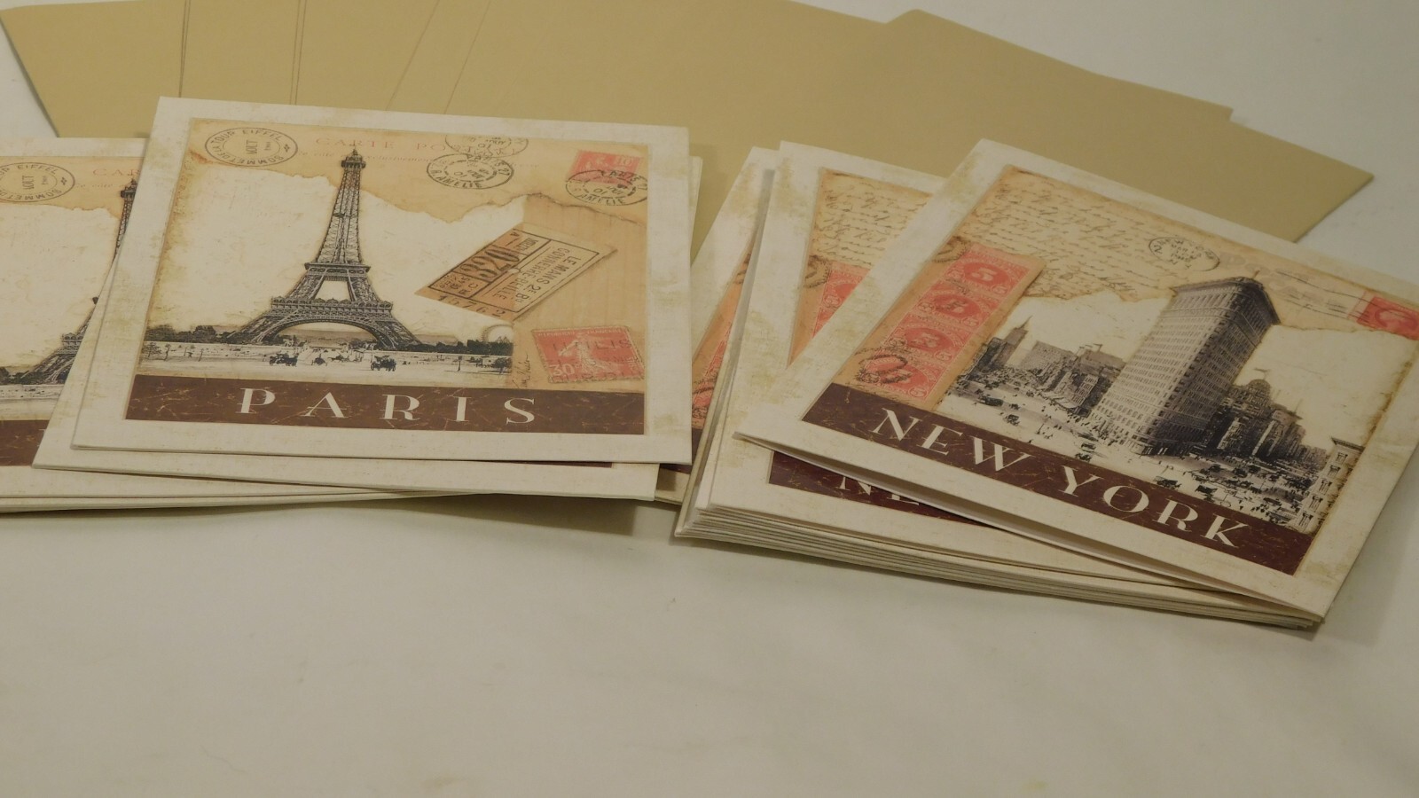 Set of 2 Destinations Paris & New York By: Tina Chaden Art Print Cards & Envalop