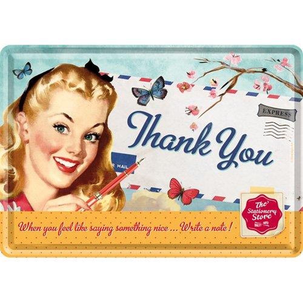 Tin postcard – 3 x 6 in – Say it 50’s Thank You Girl