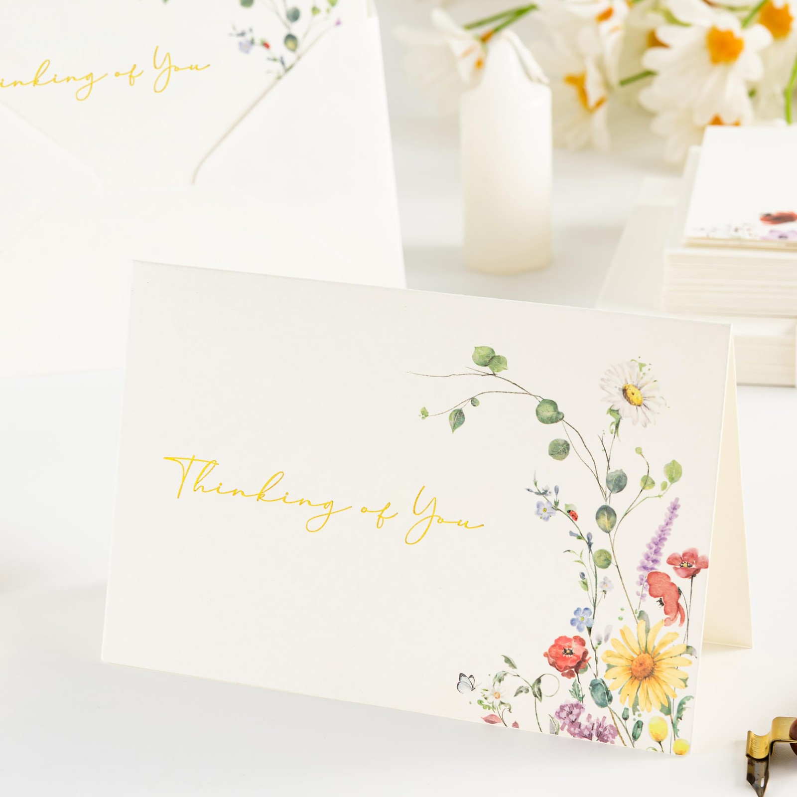 25 Pack Thinking of You Cards with Envelopes 4 Assorted, 4”x6”, Encouragement…