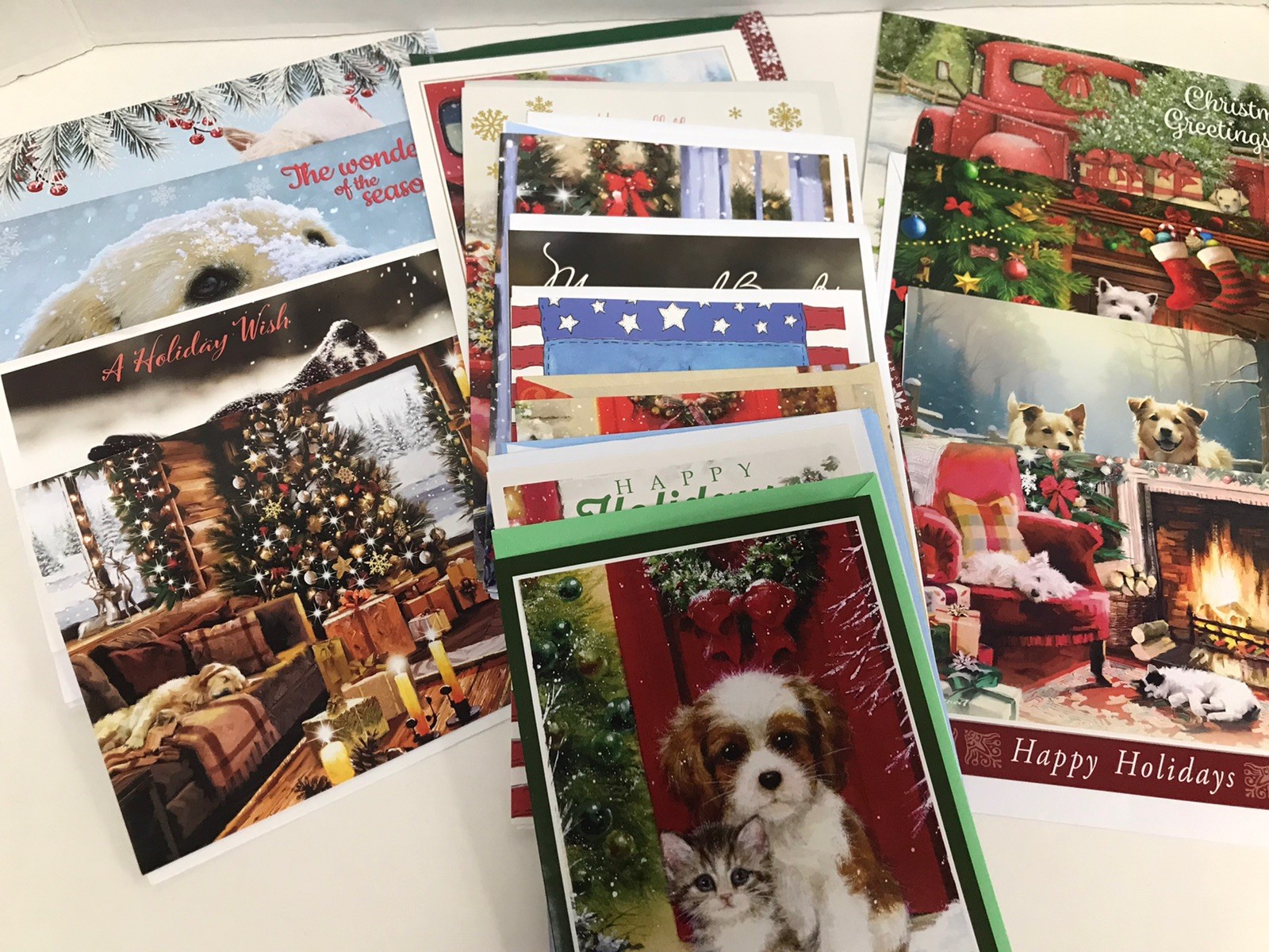 Lot of 23 Assorted Dog Themed Christmas Holiday Cards with Envelopes Unused