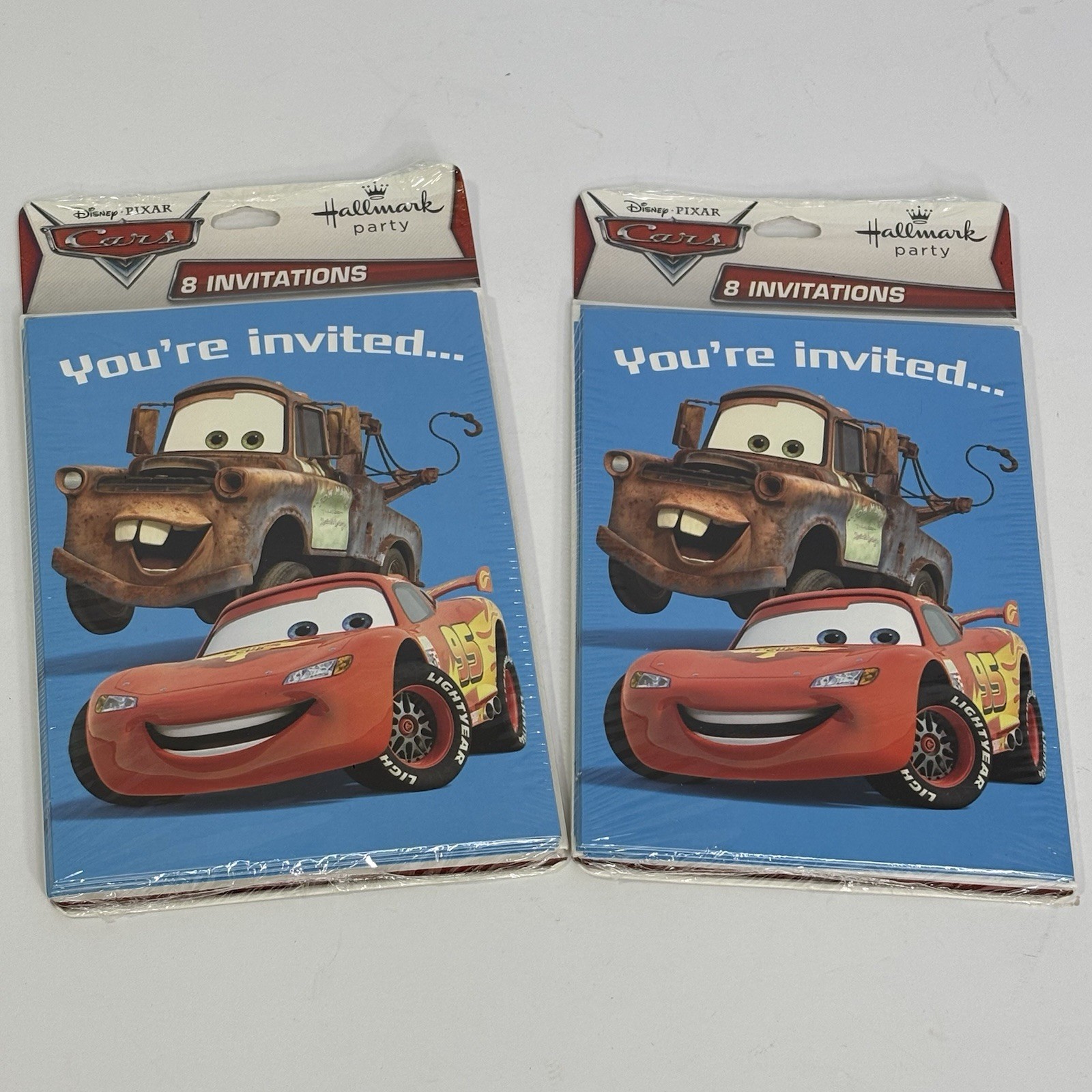 Disney Pixar Cars Party Invitations and Envelopes 8 Count Pack Lot Of 2 NEW