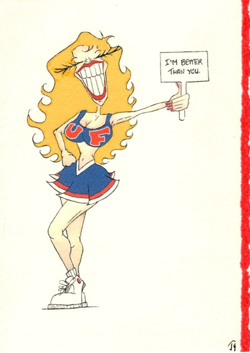 Funny University of Florida UF Cheerleader Gator Gators Blank Greeting Card