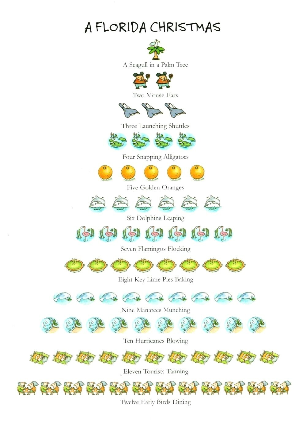 Funny Florida First Day Of Christmas Song Lots To Love Here Greeting Card