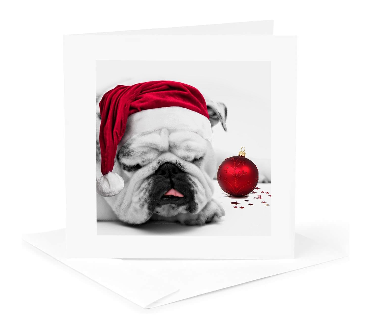 Sleeping Dog Santa Hat Christmas 6×6 Greeting Card