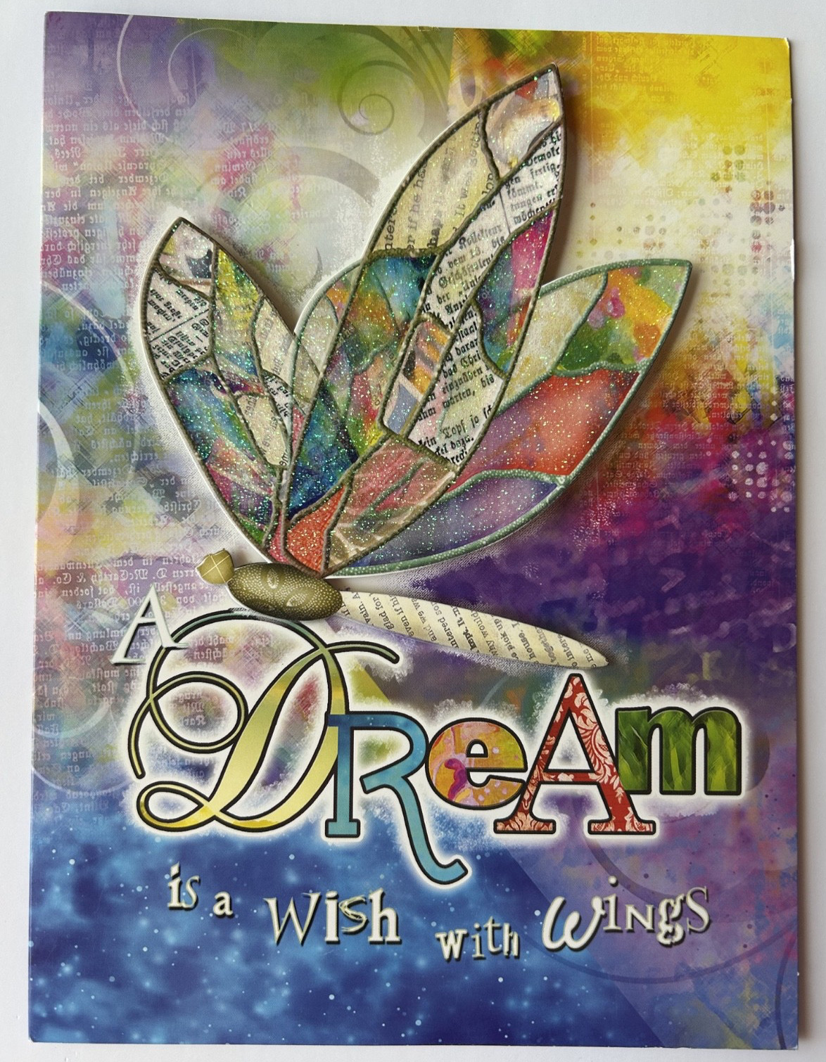 Large Colorful Connie Haley Art & Design Dragonfly Greeting Card & Envelope