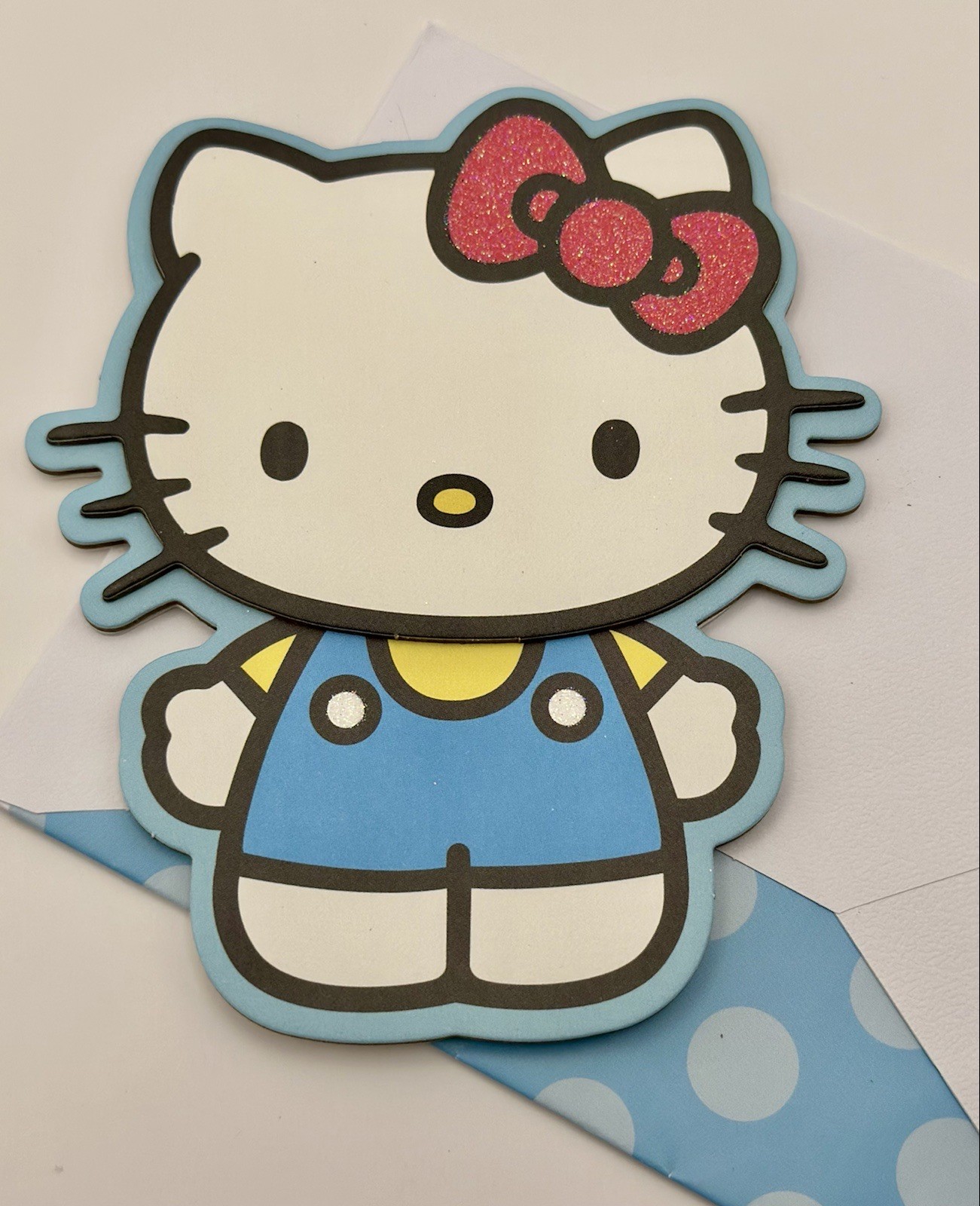 * HELLO KITTY BIRTHDAY GREETING CARD STAND UP CARD/FUN/POLKA DOTS GIRLS/SPARKLE