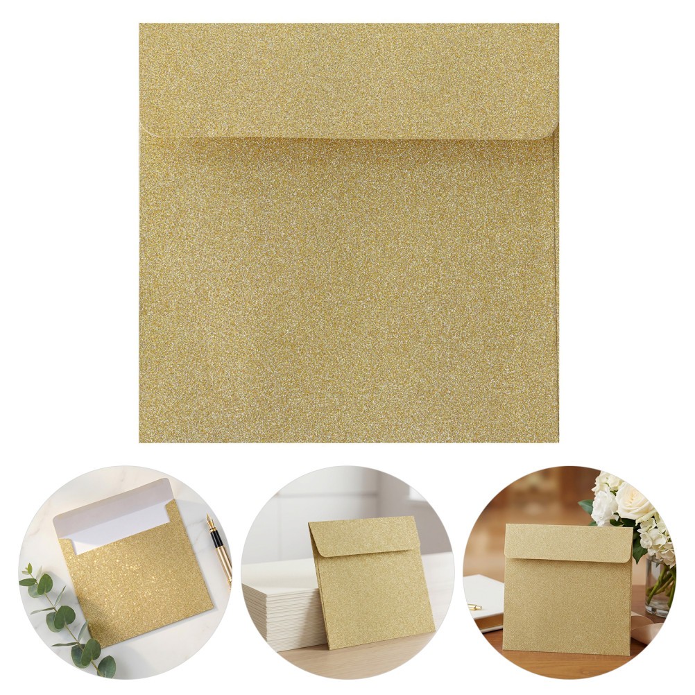 20Pcs Sparkly Gold Wedding Card Envelopes Reusable Paper for Invitations and DIY